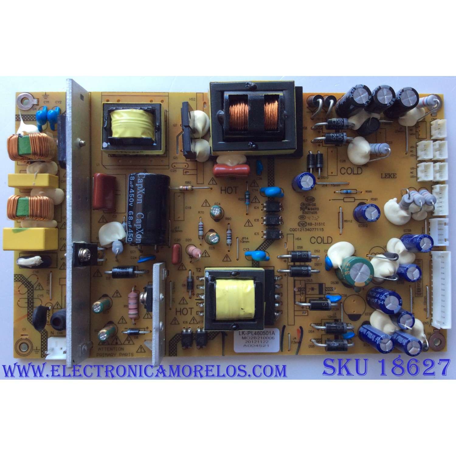 FUENTE DE PODER / APEX LK-PL460501A / CQC12134077115 / PANEL V460HJ1-PE1 / MODELO LE4643T	