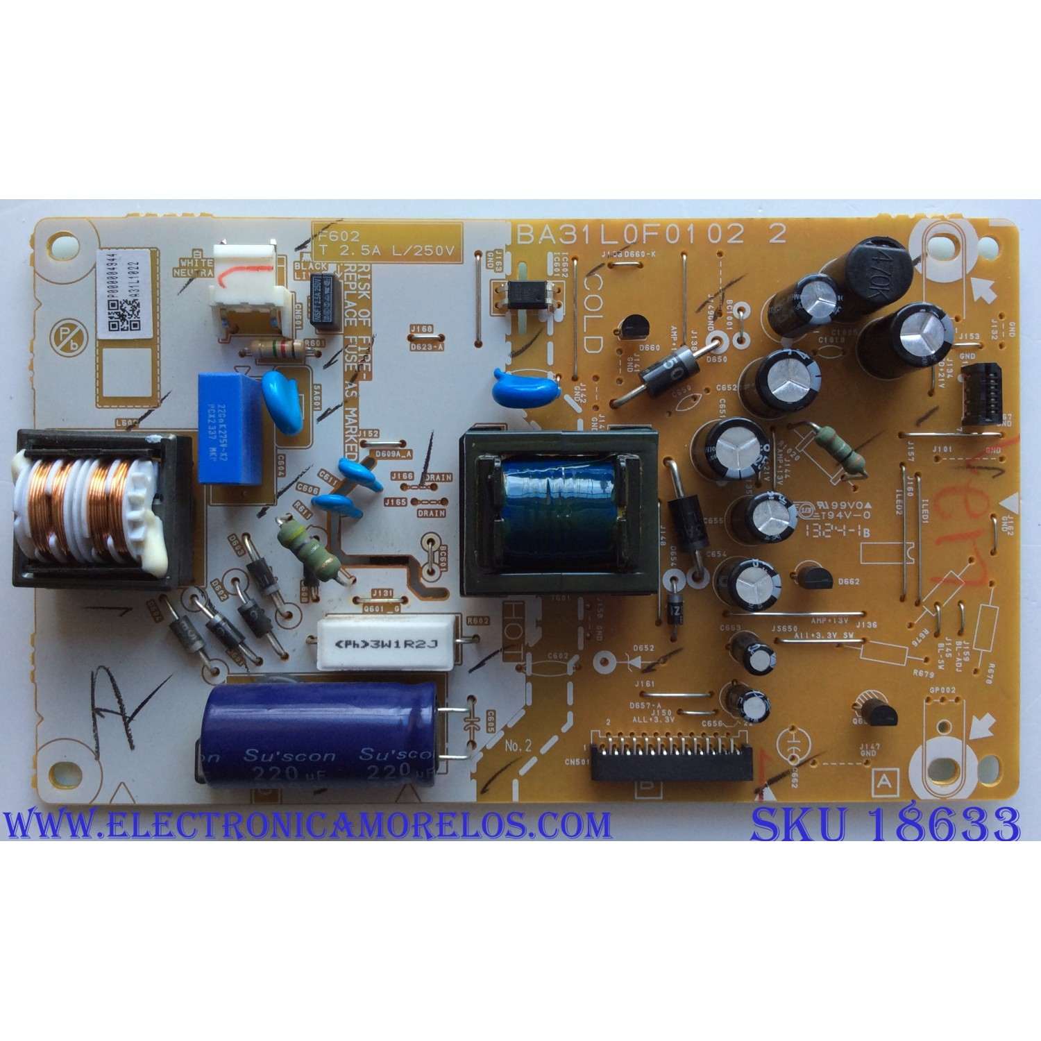 FUENTE DE PODER / MAGNAVOX A31L0MPW-001 / A31L1022 / BA31L0F0102 2 / PANEL U3ALOXT / MODELO 24ME403V/F7	