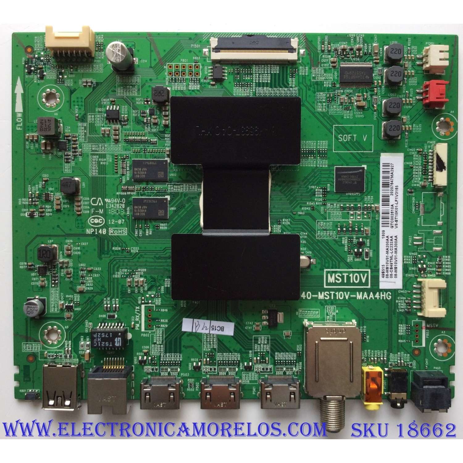 MAIN PARA TV TCL  NUMERO DE PARTE 40-MST10V-MAA4HG / V8-ST10K01-LF1V3165 / 08-MS10V01-MA200AA / 08-MS10V01-MA300AA / GTC002610A / PANEL LVU490NEBL / MODELO 49S515