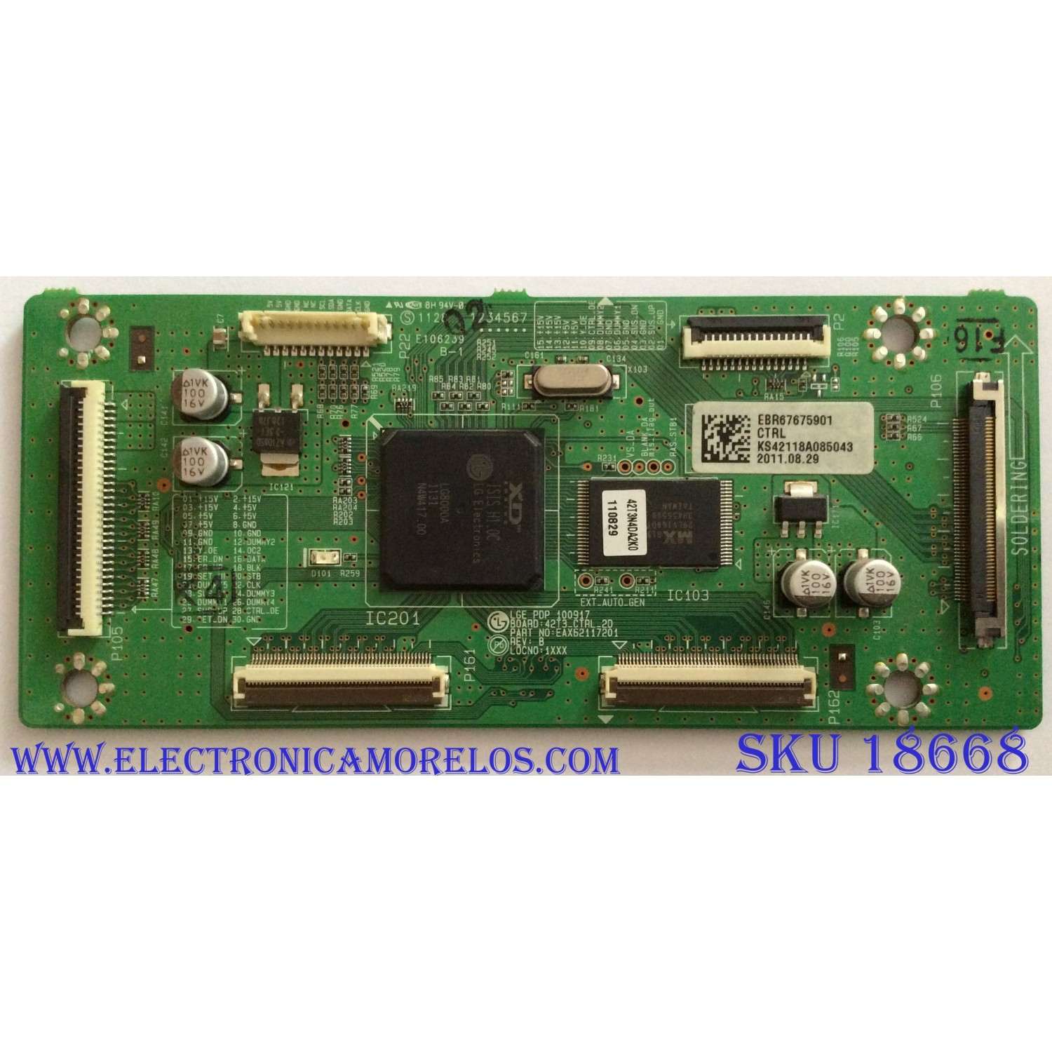 MAIN LOGICA EBR67675901 / EAX62117201 / PANEL PDP42T30010 / MODELOS 42PT350-UD AUSLLUR / 42PT350 / 42PT350C-UD AUSLLHR / ZENITH Z42PT320-UC AUSLZHR	