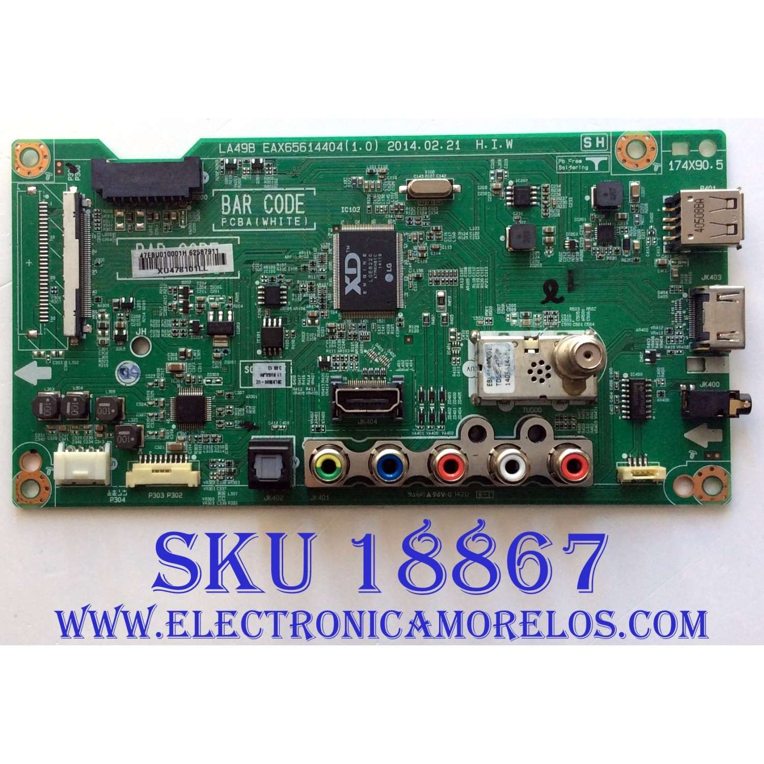 MAIN / LG EBU62587911 / EAX65614404(1.0) / EAX65614404 / 62587911 / PANEL NC390DUN-VXBP1 / MODELOS 39LB5600 / 39LB5600-UZ / 39LB5600-UZ.BUSJLJM