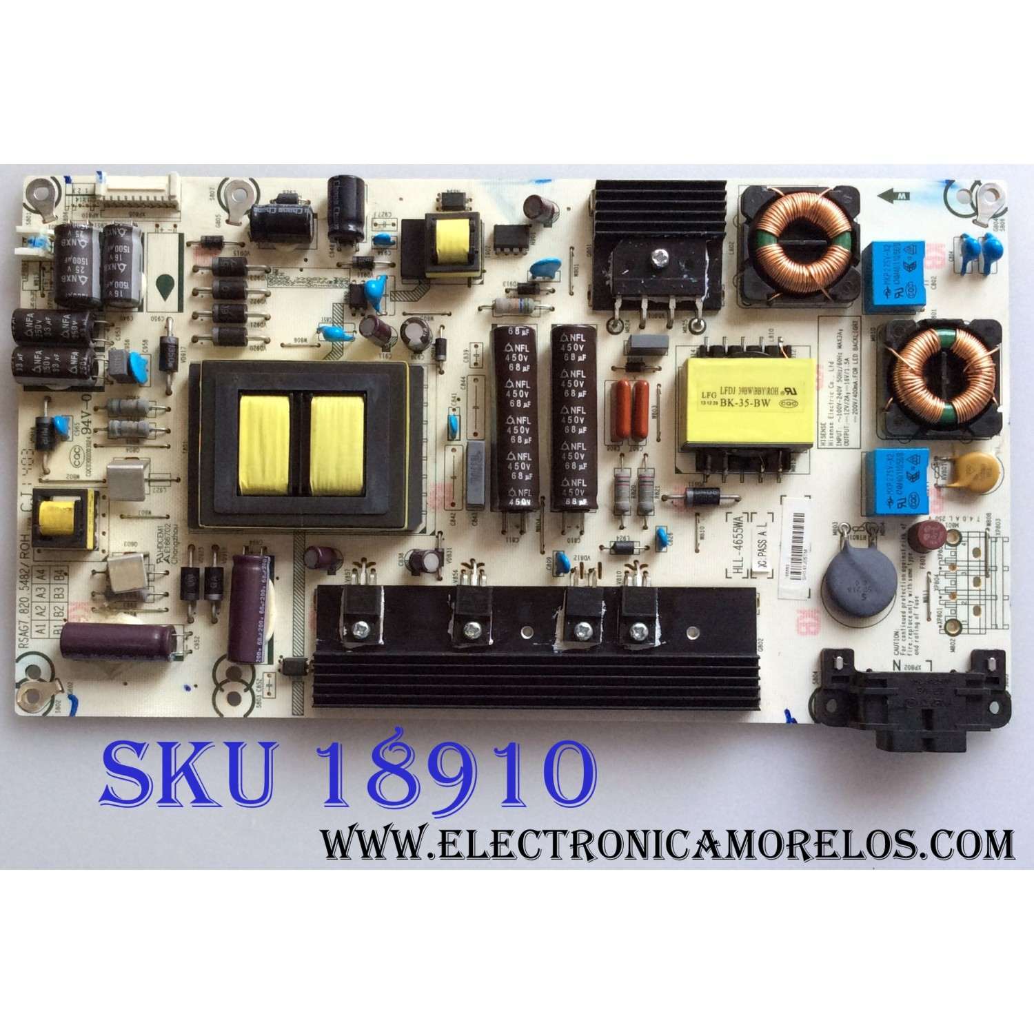 FUENTE DE PODER / HISENSE 166883 / RSAG7.820.5482/ROH / HLL-4655WA / E166702 / MODELO 48H5