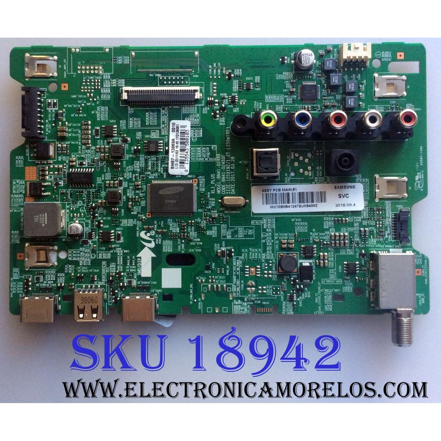MAIN / SAMSUNG BN94-12478U / BN4412478U / BN97-13869A / BN41-02488F / PANEL CY-JM032AGER3V / MODELO UN32J4000 / UN32J4000EFXZA