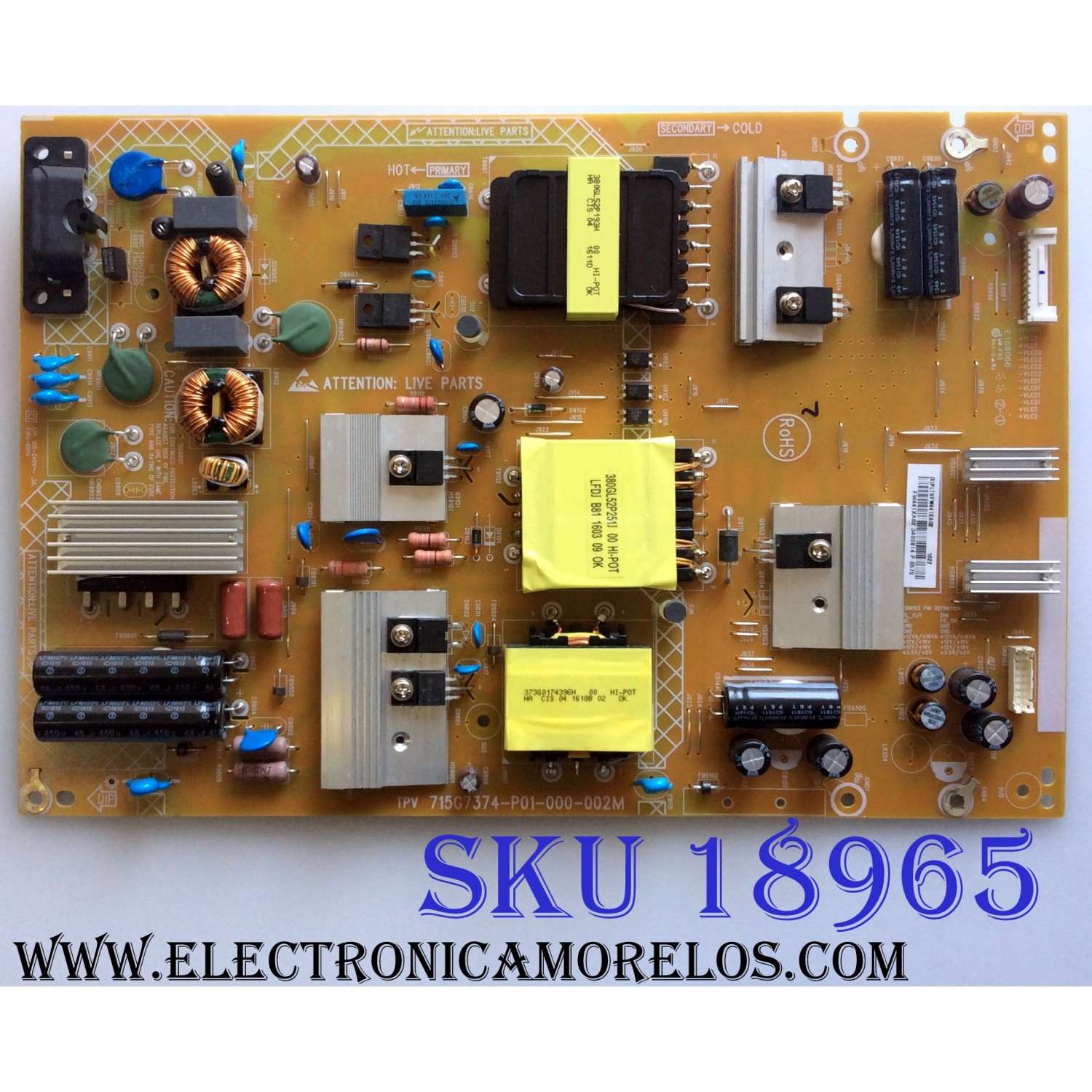FUENTE DE PODER PARA TV INSIGNIA / NUMERO DE PARTE PLTVFW441XAG2 / 715G7374-P01-000-002M / FW441XAG2 / PANEL'S TPT550U1-QVN03.U REV:S0B0A / TPT550U1-QVN05.U REV:S000G / MODELO NS-55DR710NA17