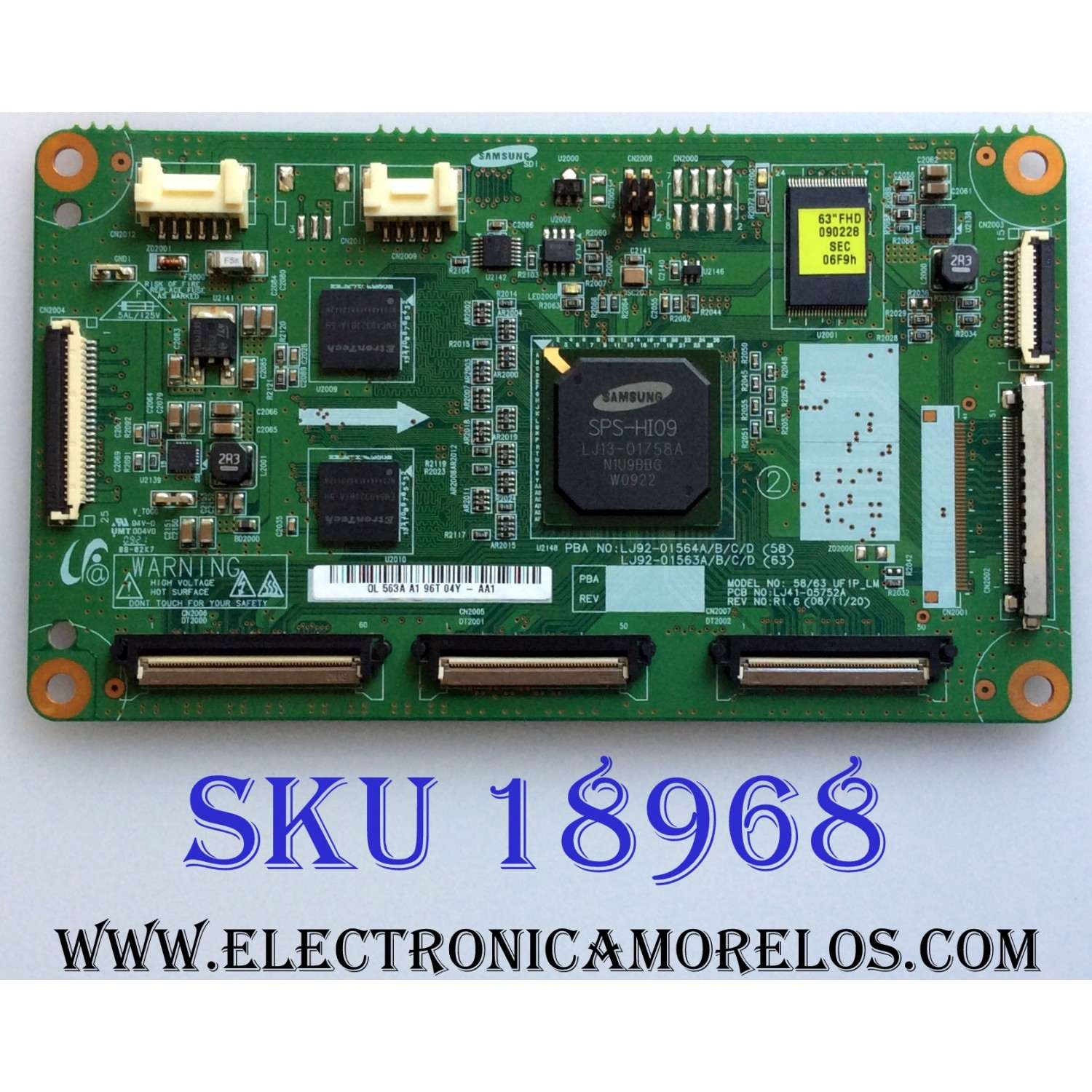 T-CON / SAMSUNG BN96-09771A / LJ41-05752A / LJ92-01563A / 563A / LJ92-01564A / REV 1.6 / PANEL S63FH-YB03 / MODELOS PN63B550T2FXZA / PN63B550T2F