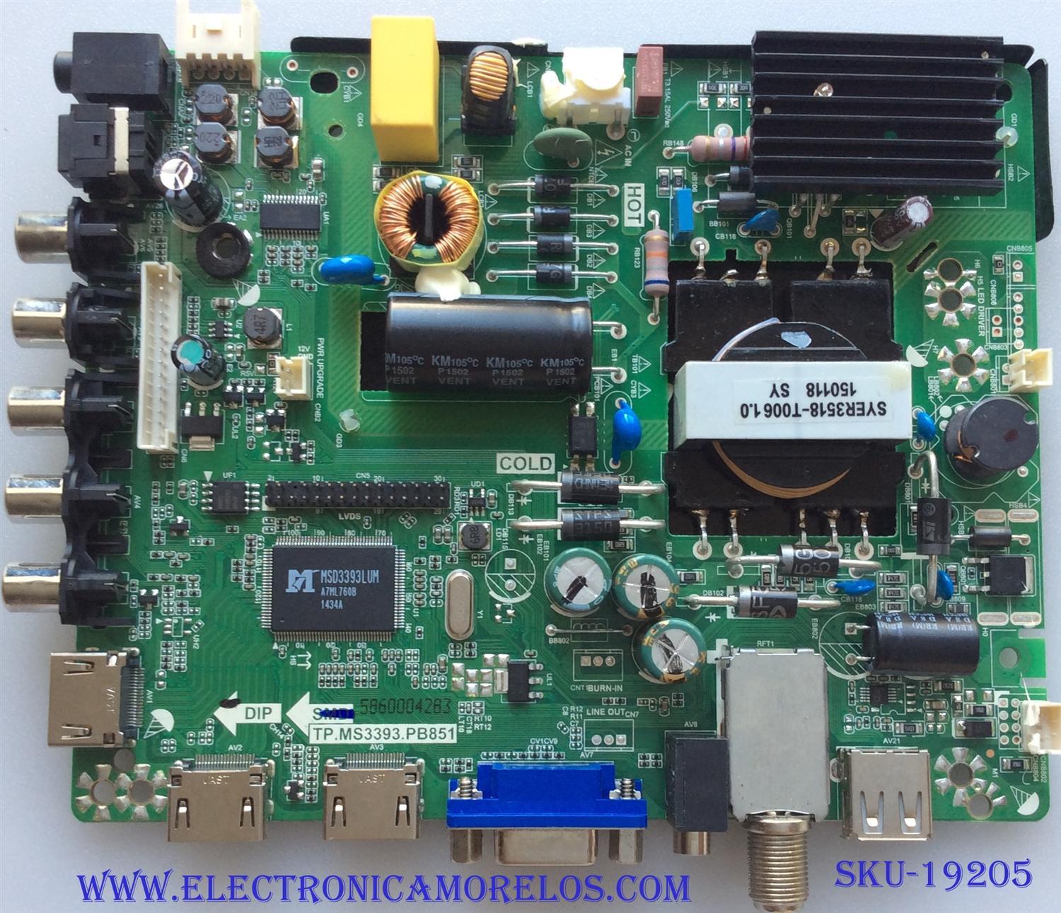 MAIN / FUENTE / (COMBO) /34013119 / TP.MS3393.PB851 / TW-00101-C032N / 20150121 / MODELOS  WD32HB1120 / TW-00101-C032N