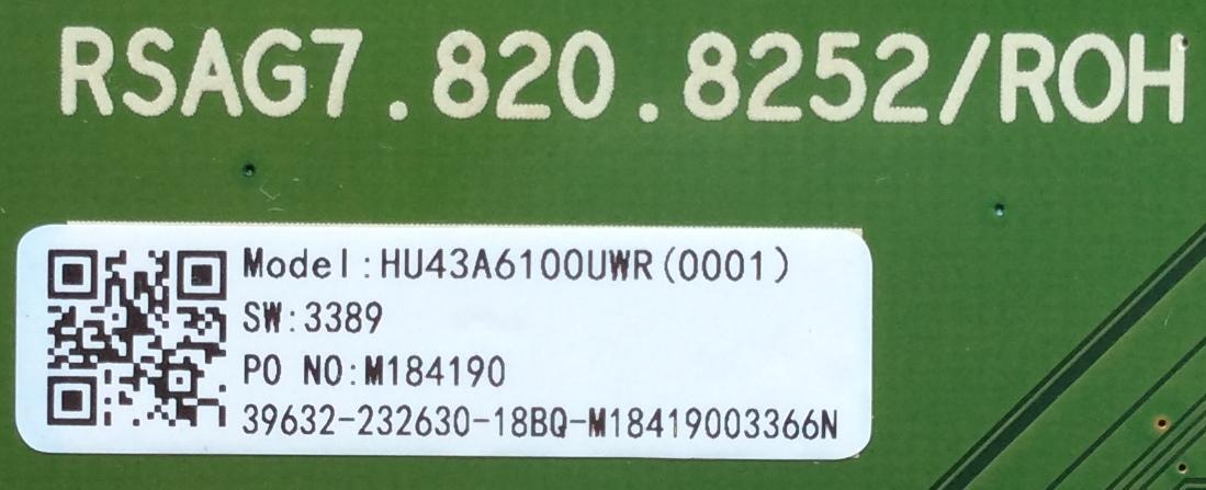 MAIN / HISENSE / 232630 / RSAG7.820.8252/ROH / HU43A6100UWR(0001) / 39632-232630 / E303981 / PANEL JHD425S1U71\S0\FM\ROH / MODELO 43R6E - Imagen 2