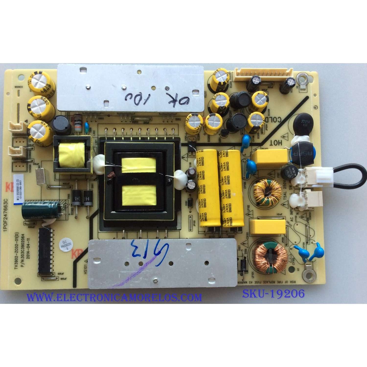 FUENTE DE PODER / ELEMENT 1010031069 / 303C3902064 / 1P0F247663C PANEL LSC400HM10 / MODELOS ELEFW408 / LE-40G36Y