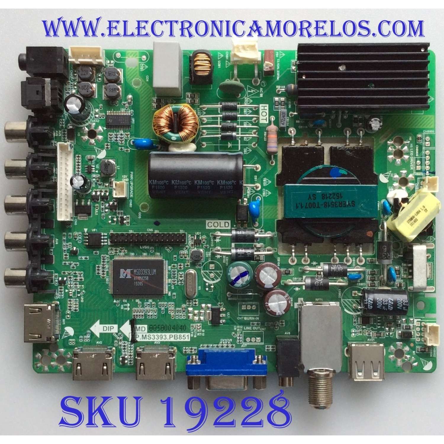 MAIN / FUENTE / (COMBO) ELEMENT / DX-15009 / TP.MS3393.PB851 / 3393PB851 / PANEL V400HJ6-PE1 / MODELO ELEFW408