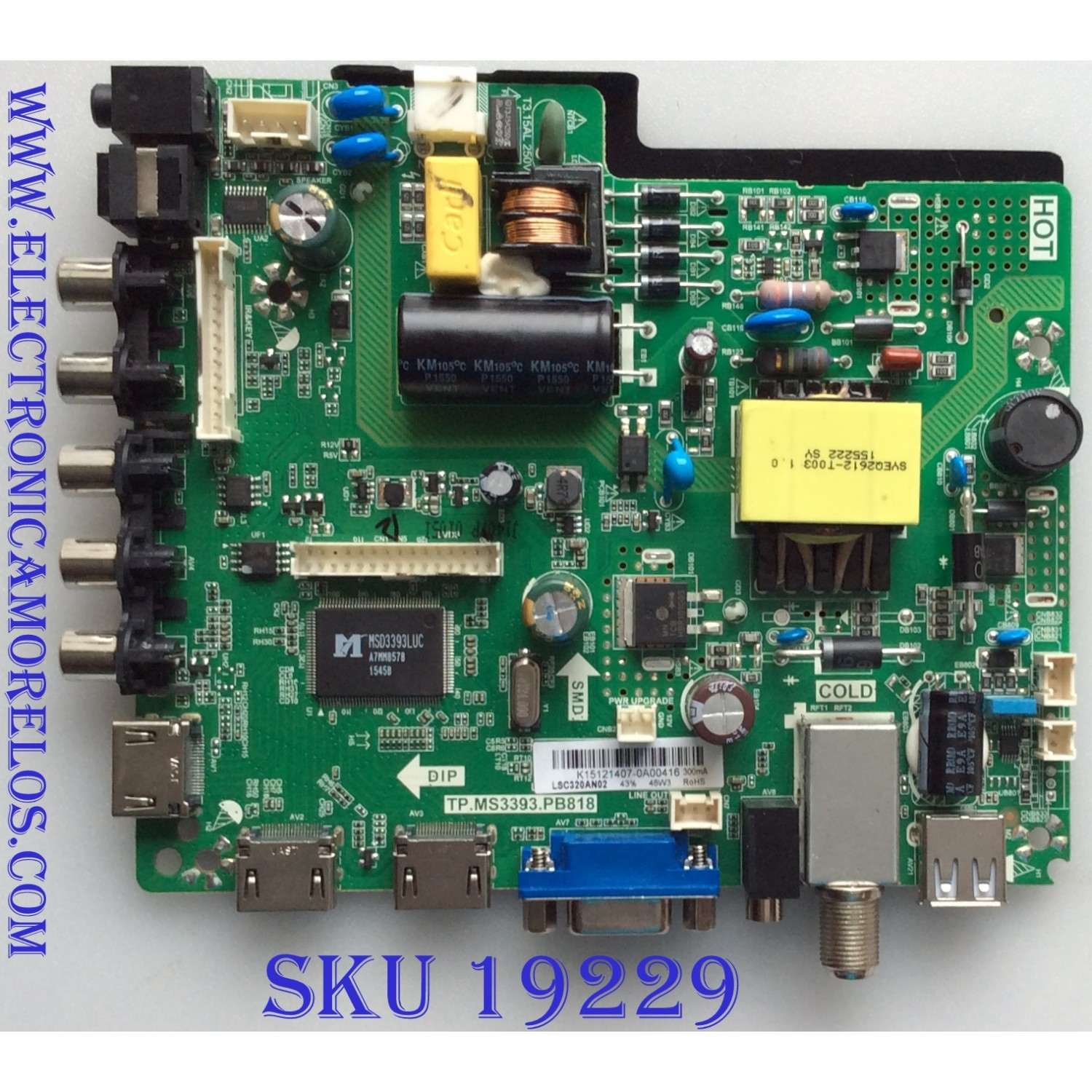 MAIN / FUENTE / (COMBO) ELEMENT / K15121407 / TP.MS3393.PB818 / SY16051 / 890-M00-02E51 / PANEL T320-0DX-DLED / MODELO ELEFW328