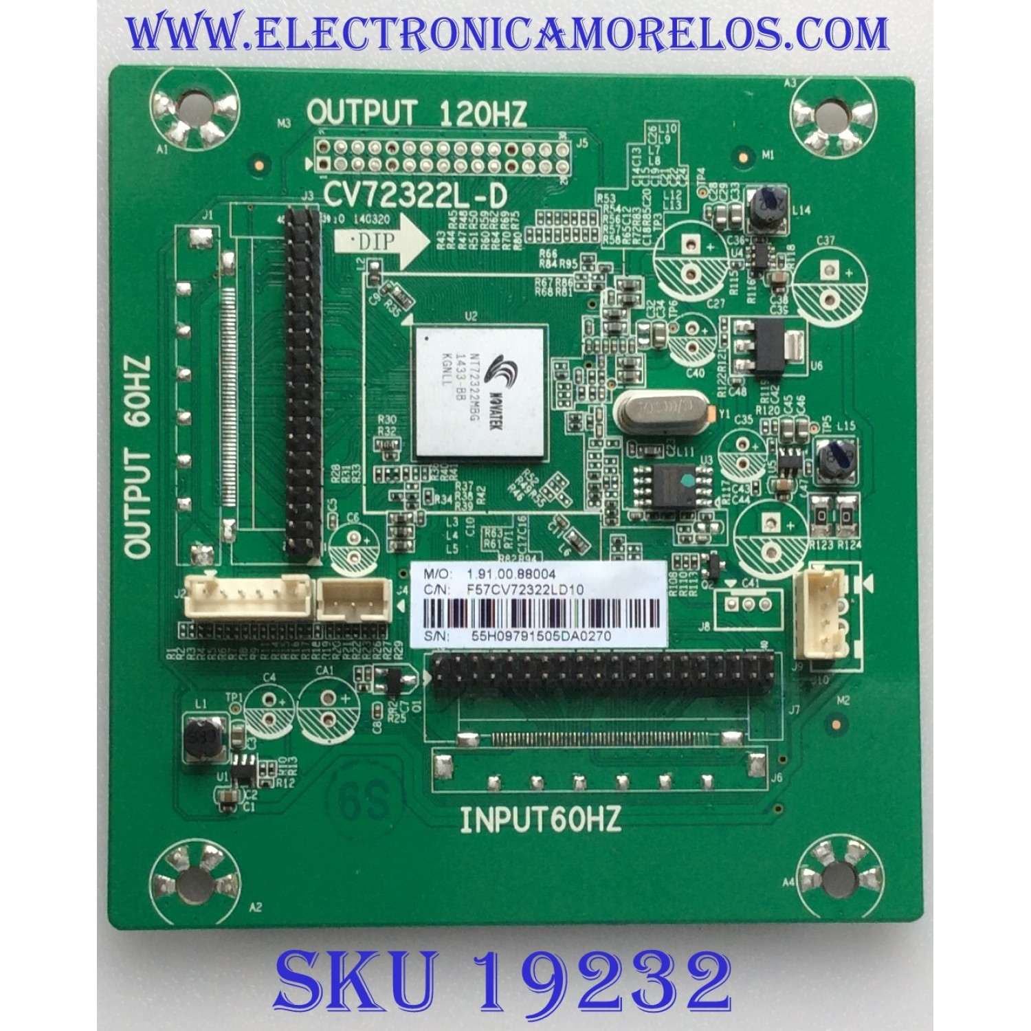 MODULO DE FRECUENCIA 120HZ / APEX / APEX LE50D5 / F57CV72322LD10 / CV72322L-D / 55H09791505DA0270 / 1.91.00.88004 / PANEL T500HVN07.5 / MODELO LE50D5 "