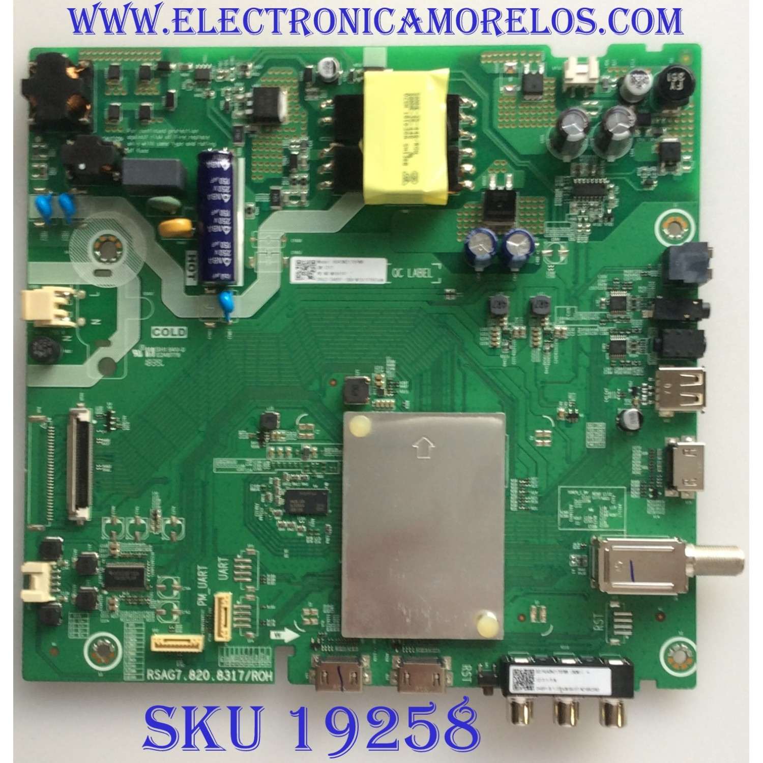 MAIN FUENTE (COMBO) PARA TV HISENSE·ROKU TV FHD / NUMERO DE PARTE 244591 / HU43N2170FWR / RSAG7.820.8317/ROH / 39632-244591-18BA / DISPLAY HV430FHB-N10 / MODELO 43H4E
