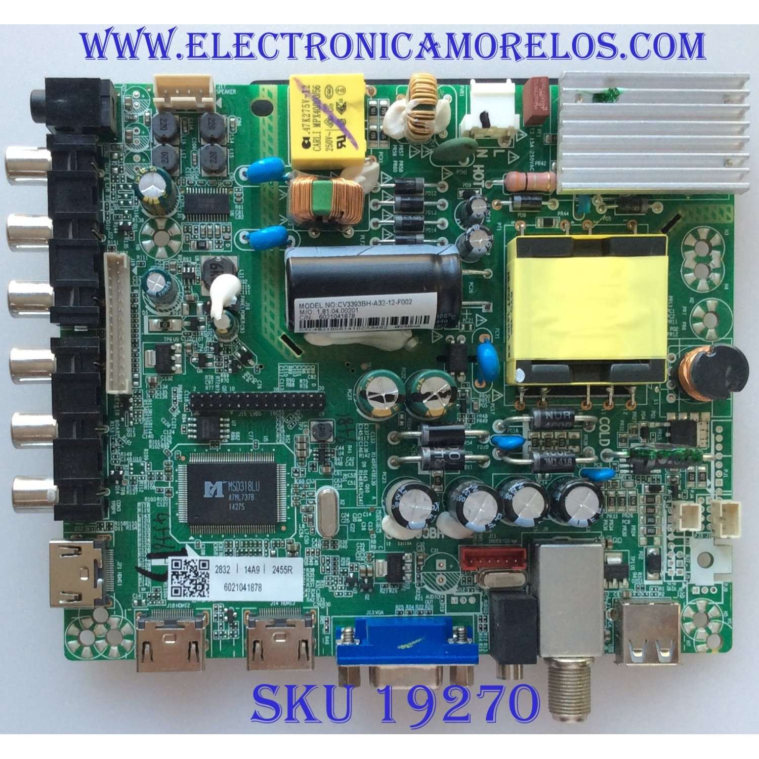 MAIN / FUENTE / (COMBO) / WESTINGHOUSE / 6021041878 / CV3393BH-A32-12-F002 / 44T094 / DISPLAY RUNTKC042ZZPN V1.0 / MODELO DWM32H1Y1