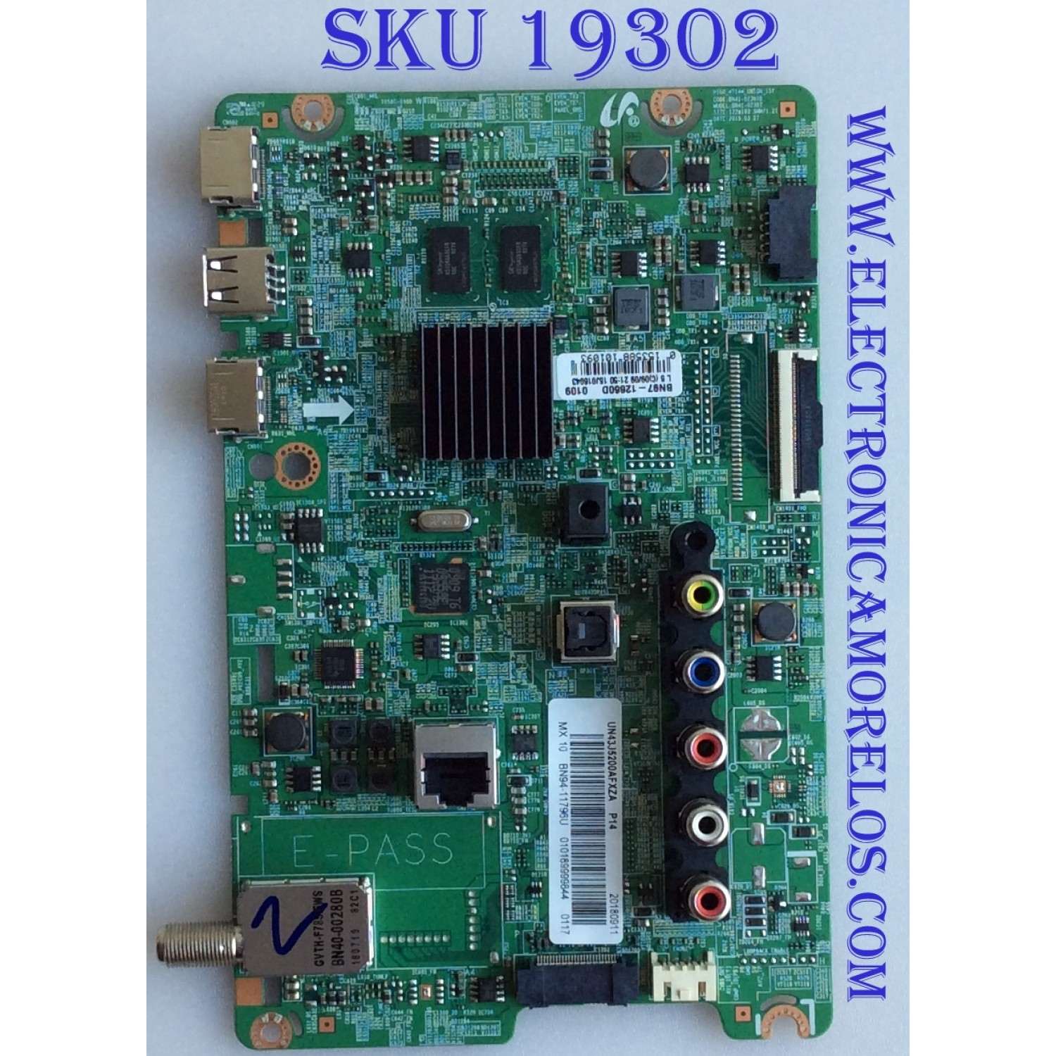 MAIN / SAMSUNG / BN94-11796U / BN97-12660D / BN41-02307B  / PANEL CY-JJ043BGAV5H /  MODELO UN43J5200AFXZA