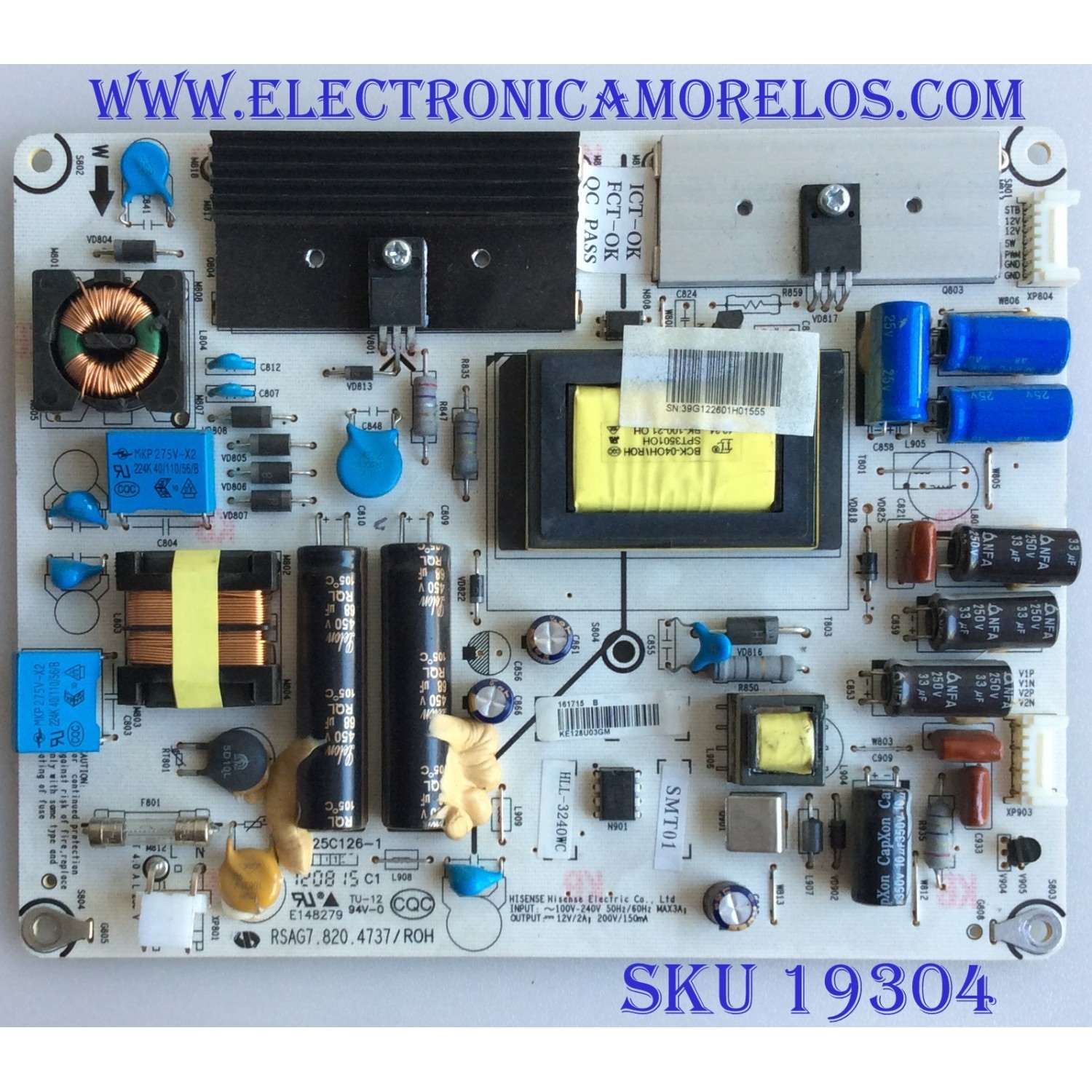 FUENTE DE PODER / INSIGNIA / 161715 / RSAG7.820.4737/ROH / KE128U03GM / HLL-3240WC / MODELO NS-39E480A13