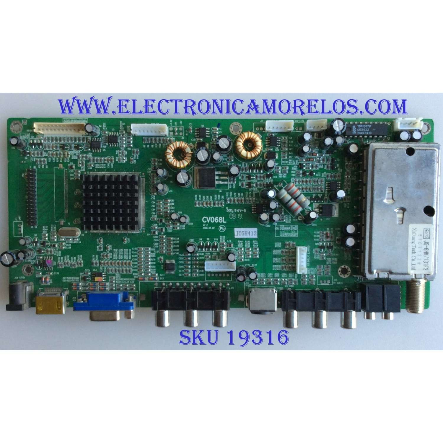 MAIN / TV 22" LCD / J05H412 / CV068L / B068LX221E0 / 20080527X00000010 / PANEL M220Z1 -L01 REV.C1 / MODELO TL2272-TP