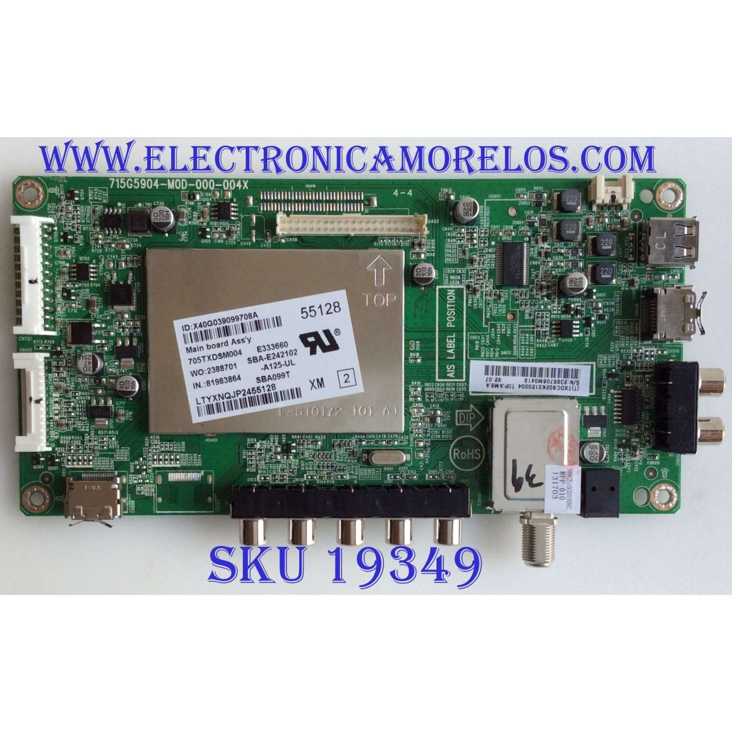 MAIN / VIZIO / 756TXDCB02K012 / 715G5904-M0D-000-004X / CBPFTXDCB02K0120004 / CBPFTXDCB02K0120002 / CBPFTXDCB02K0120001 / CBPFTXDCB02K0120003 / PANEL TPT390J1-HJK02 Rev.SC1L / MODELO E390-A1