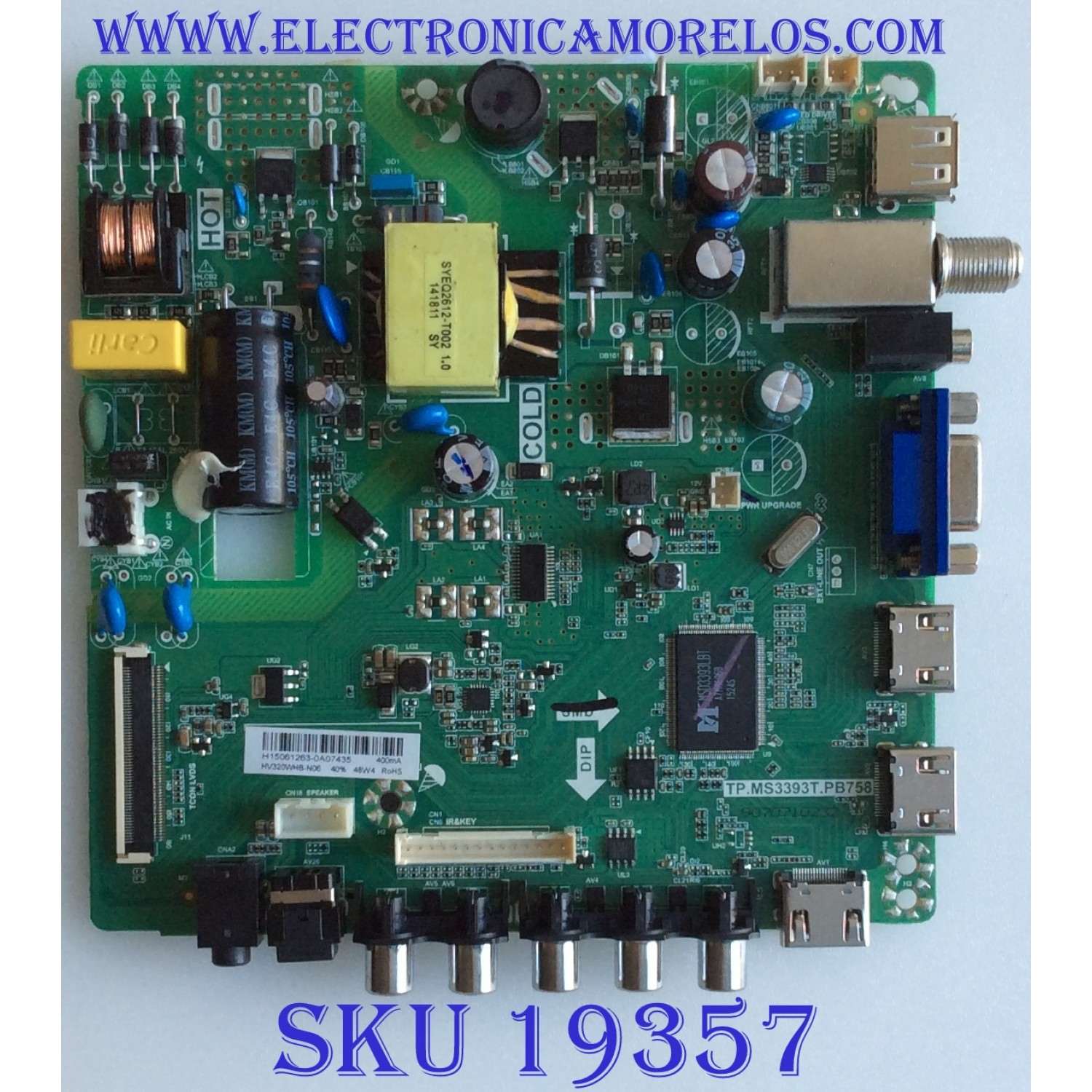 MAIN / FUENTE / (COMBO) / H15061263 / TP.MS3393T.PB758 / H15061263 / F50TPMS3393TPB758 / PANEL HV320WHB-N06 / MODELO WD32HD1390 TW-03401-B032K