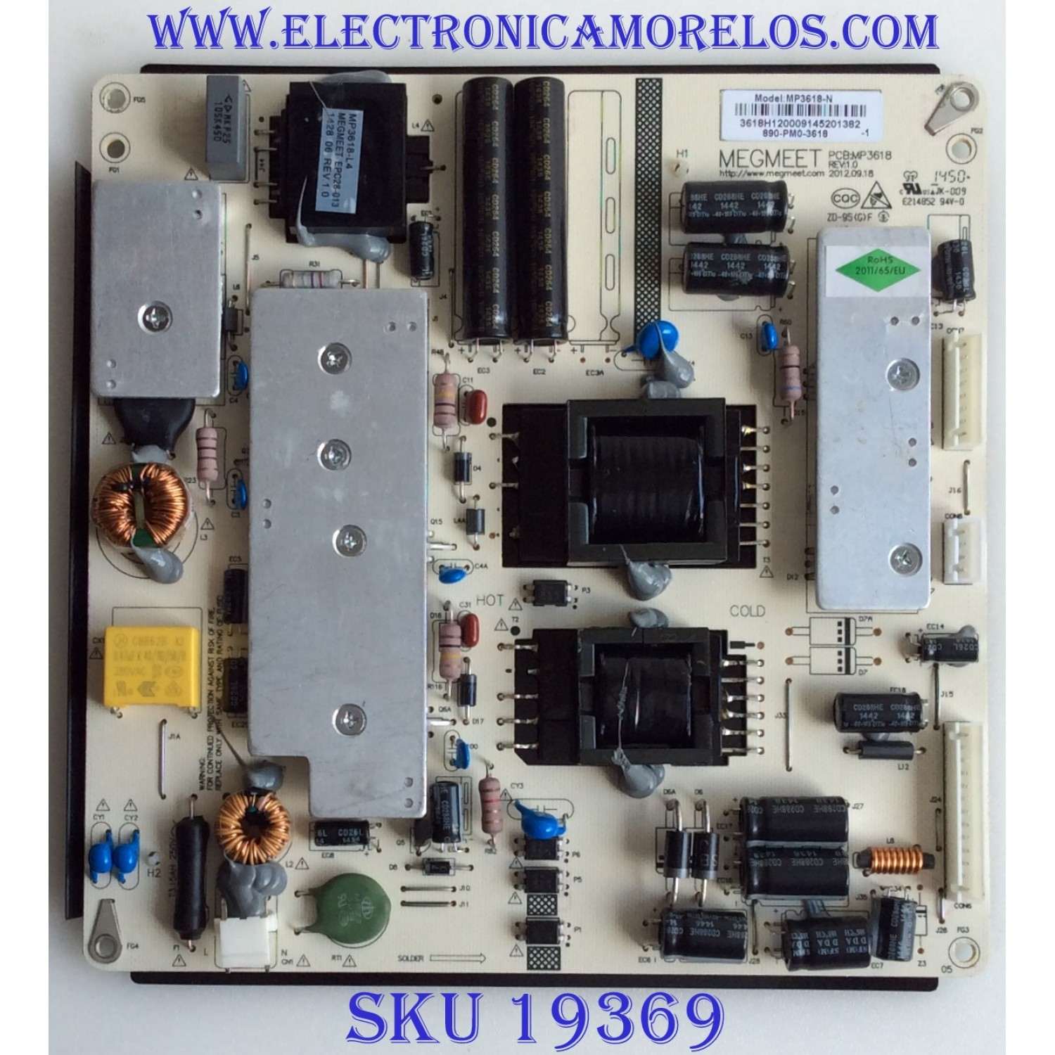 FUENTE DE PODER / SEIKI / 890-PM0-3618 / MP3618-N / 3618H120009145201382 / PANEL L390S1-1ED-C002 / V390DK1-LS1 /  MODELO  SE39UY04