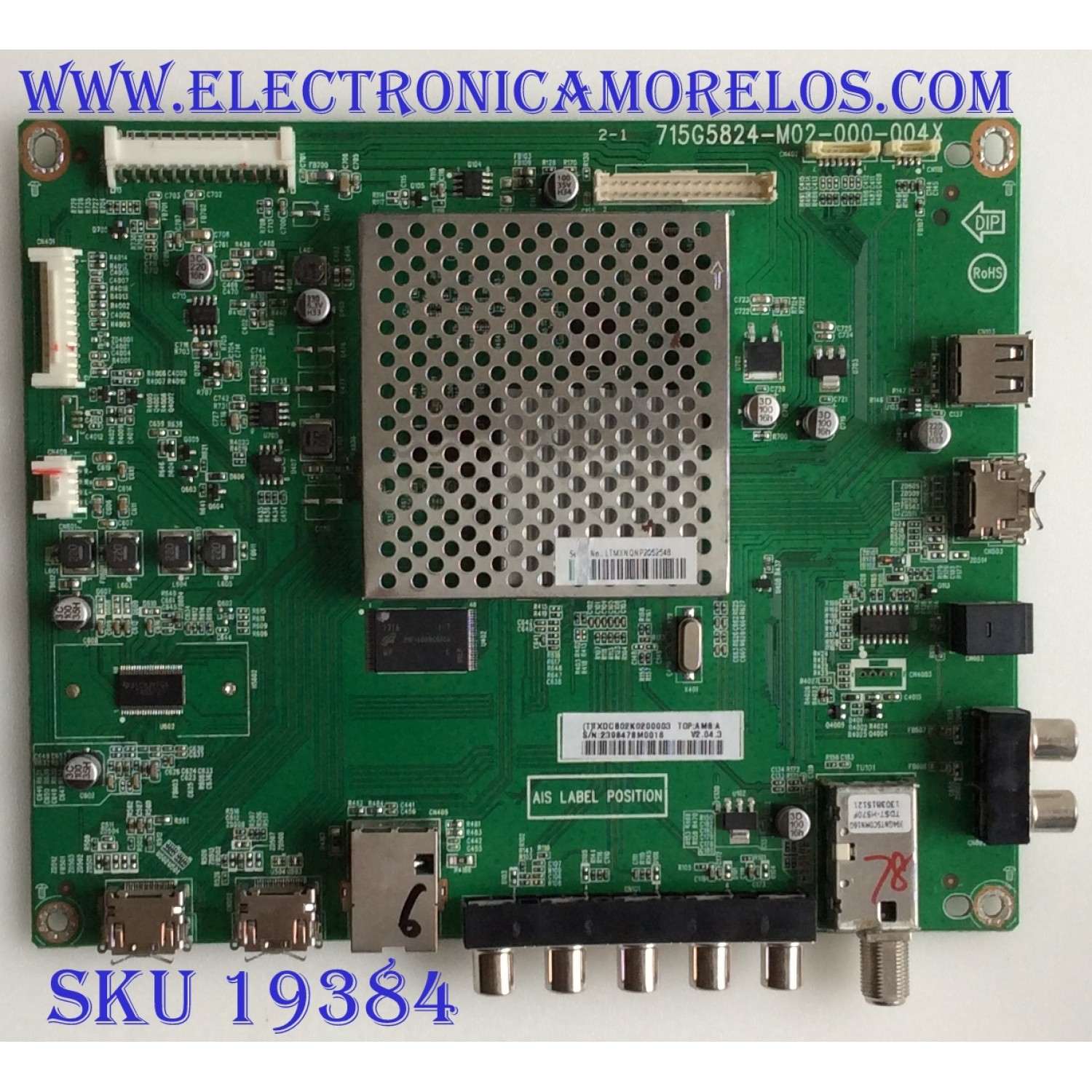 MAIN / VIZIO / TXDCB02K0200003 / 715G5824-M02-000-004X / (T)TXDCB02K0200003 / LTMXNQNP2052548 / PANEL TPT390J1 / MODELO E390-A1 / E390i-A1 LTYXNQNP