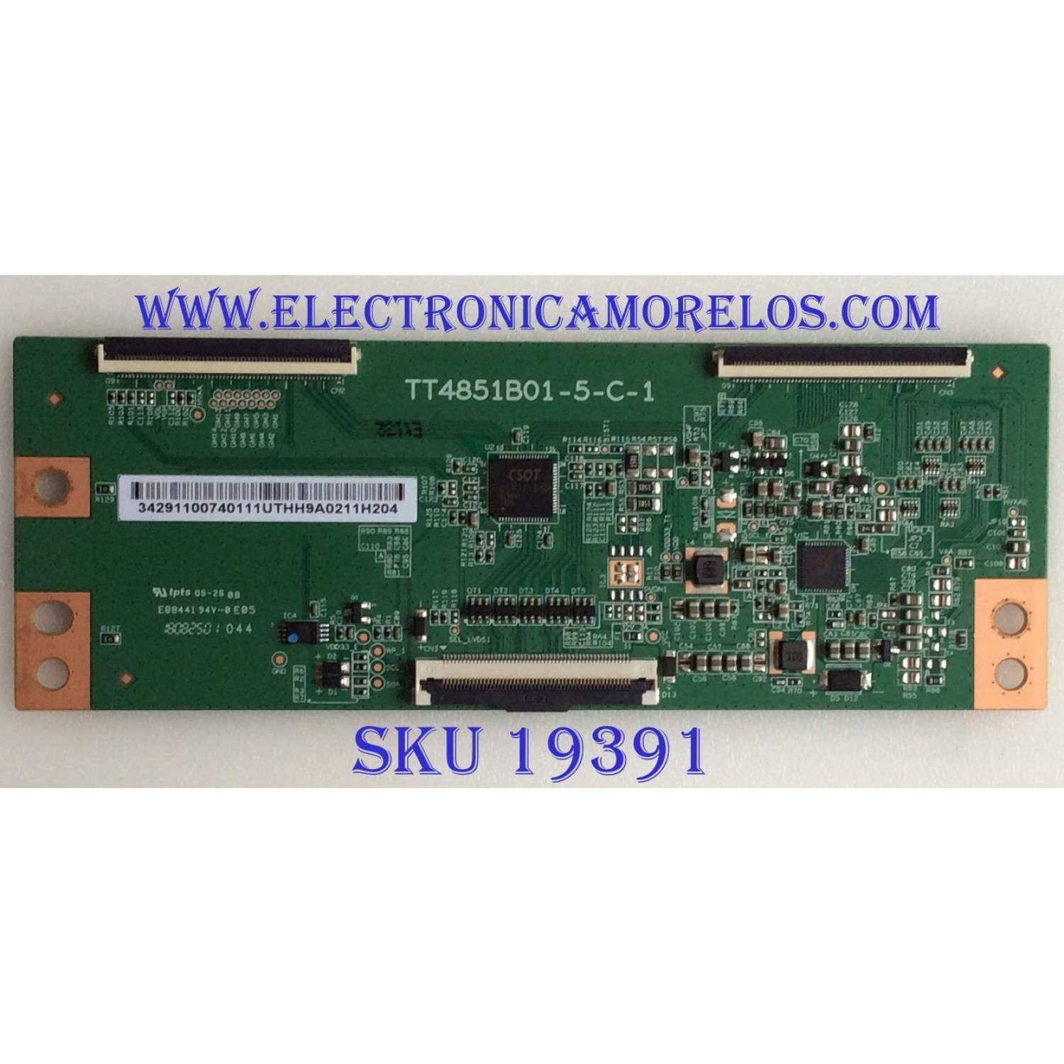 T-CON PARA TV TCL / NUMERO DE PARTE 34291100740111 / TT4851B01-5-C-1 / 34291100740111UTHH9A0211H204 / PANEL LVF490NDEL MODELO 49S325
