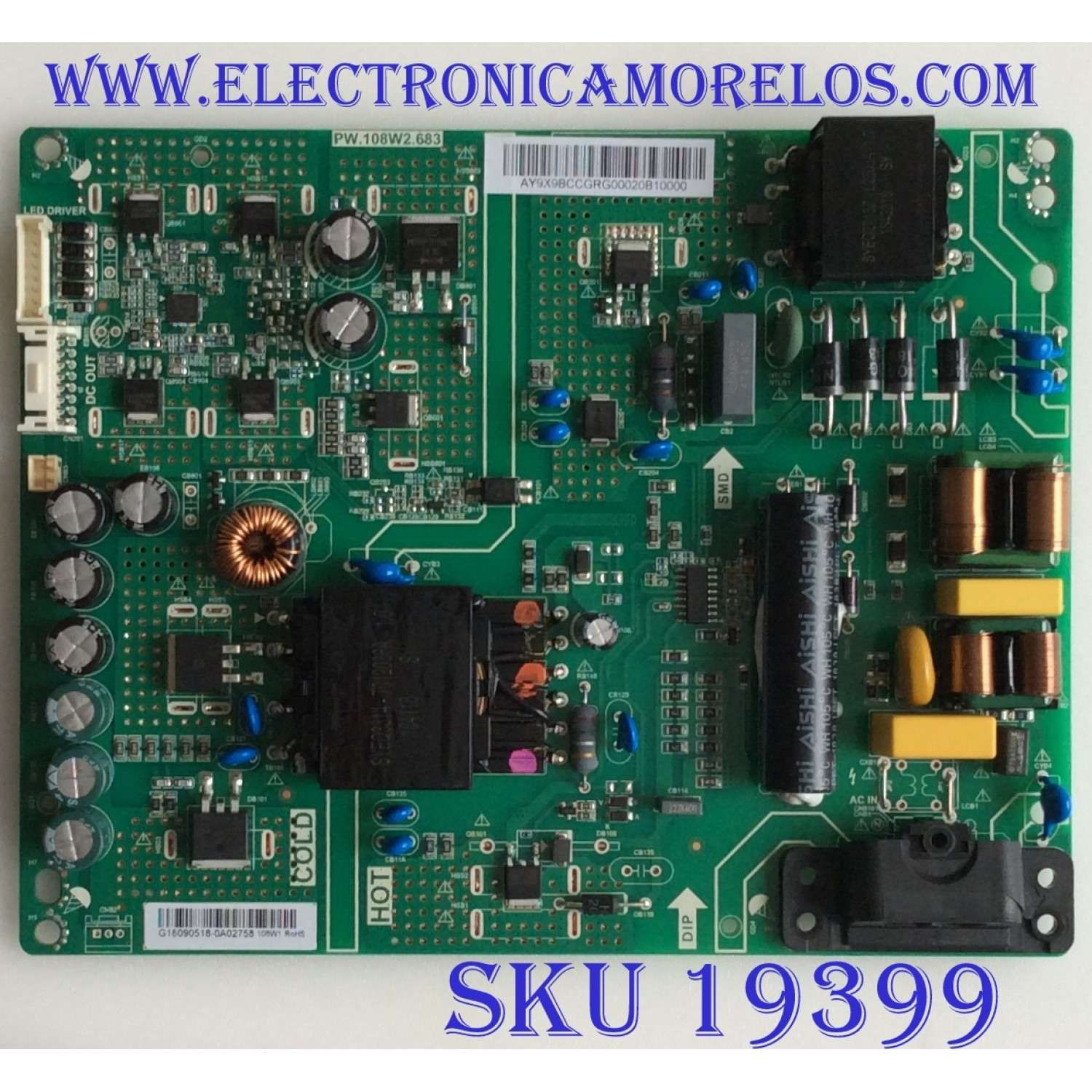 FUENTE DE PODER PARA TV VIZIO 4K UHD SMART TV / NUMERO DE PARTE PW.108W2.683 / 192E26196A / E248237 / PANEL V500DJ6-D03 Rev.C5 / MODELOS D50X-G9 / D50X-G9 LINIXU / D50X-G9 LINIXUAU / D50X-G9 LINIXUAV