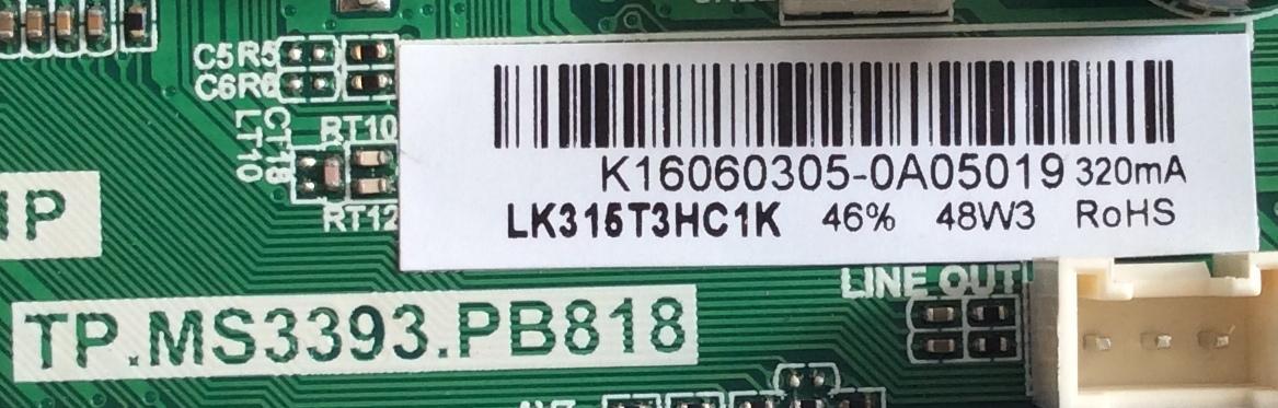 MAIN / FUENTE / (COMBO) / K16060305 / TP.MS3393.PB818 / SY16205 / K16060305 / LK315T3HC1K / PANEL T320-DXB-DLED / MODELO ELEFW3916 - Imagen 2