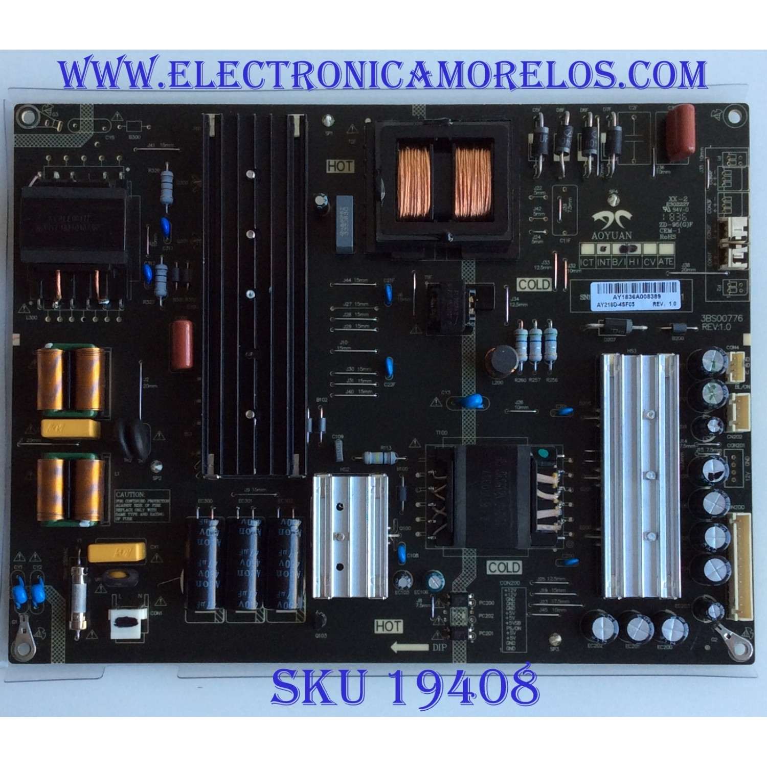 FUENTE DE PODER / SCEPTRE / AY218D-4SF05 / AY1836A008389 / 3BS00776 REV:1.0 / MODELO U650CV-U