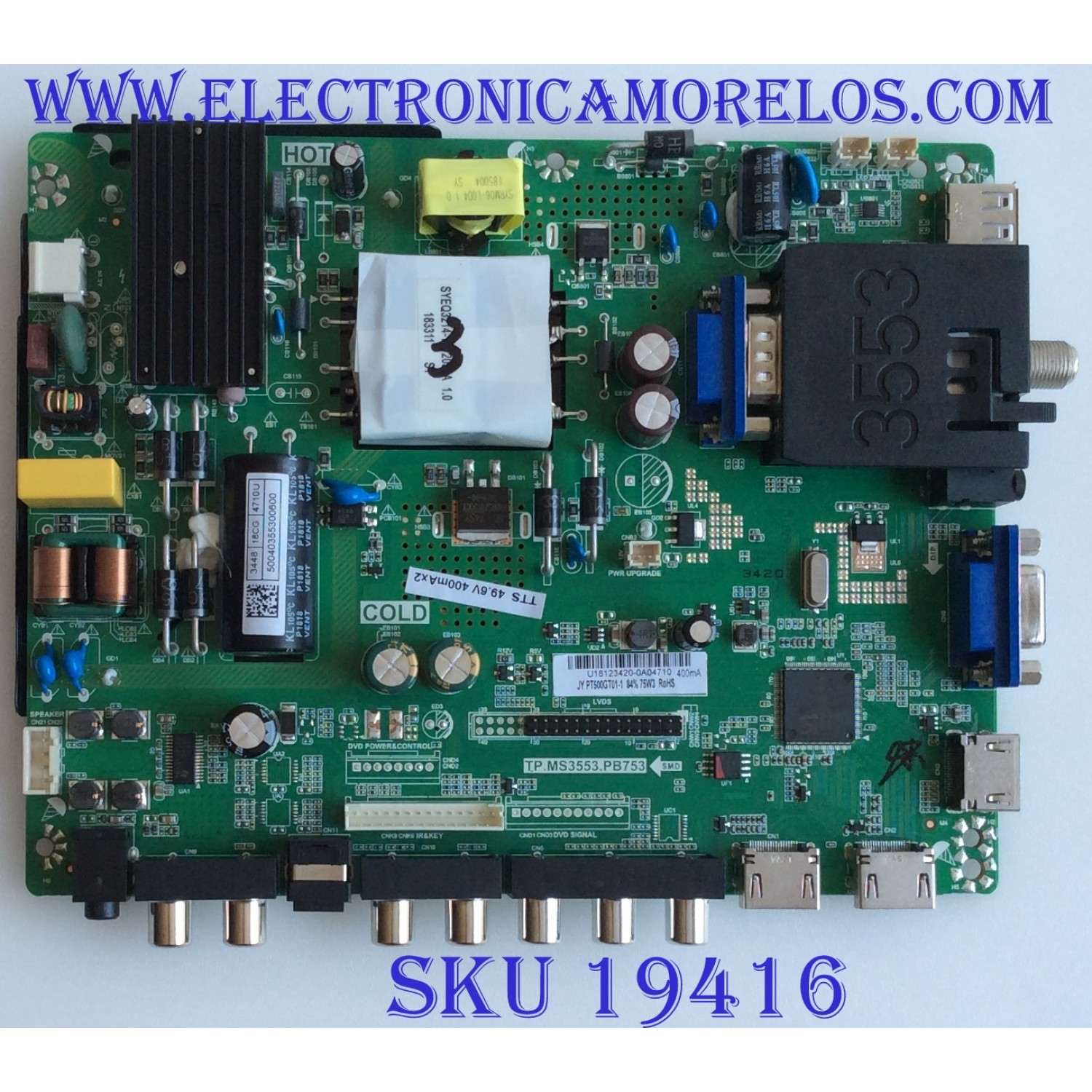 MAIN / FUENTE / (COMBO) / SCEPTRE / U18123420 / TP.MS3553.PB753 / PT500GT01-1 / 102181200071 / PANEL PT500GT01-3 / MODELO H50