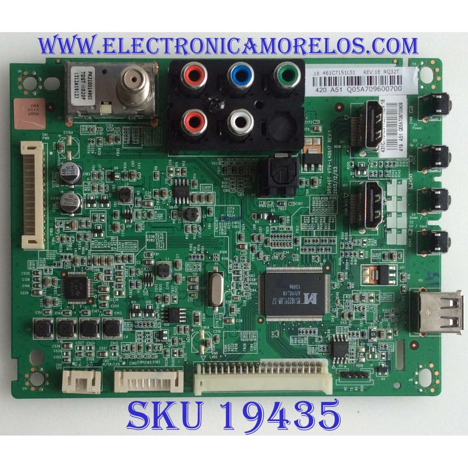 MAIN / TOSHIBA / 75037689 / 461C7151L51 / 431C7151L51 / SR040T VTV-L40617 / PANEL U320DF01-TG101 / MODELO 32L2400U
