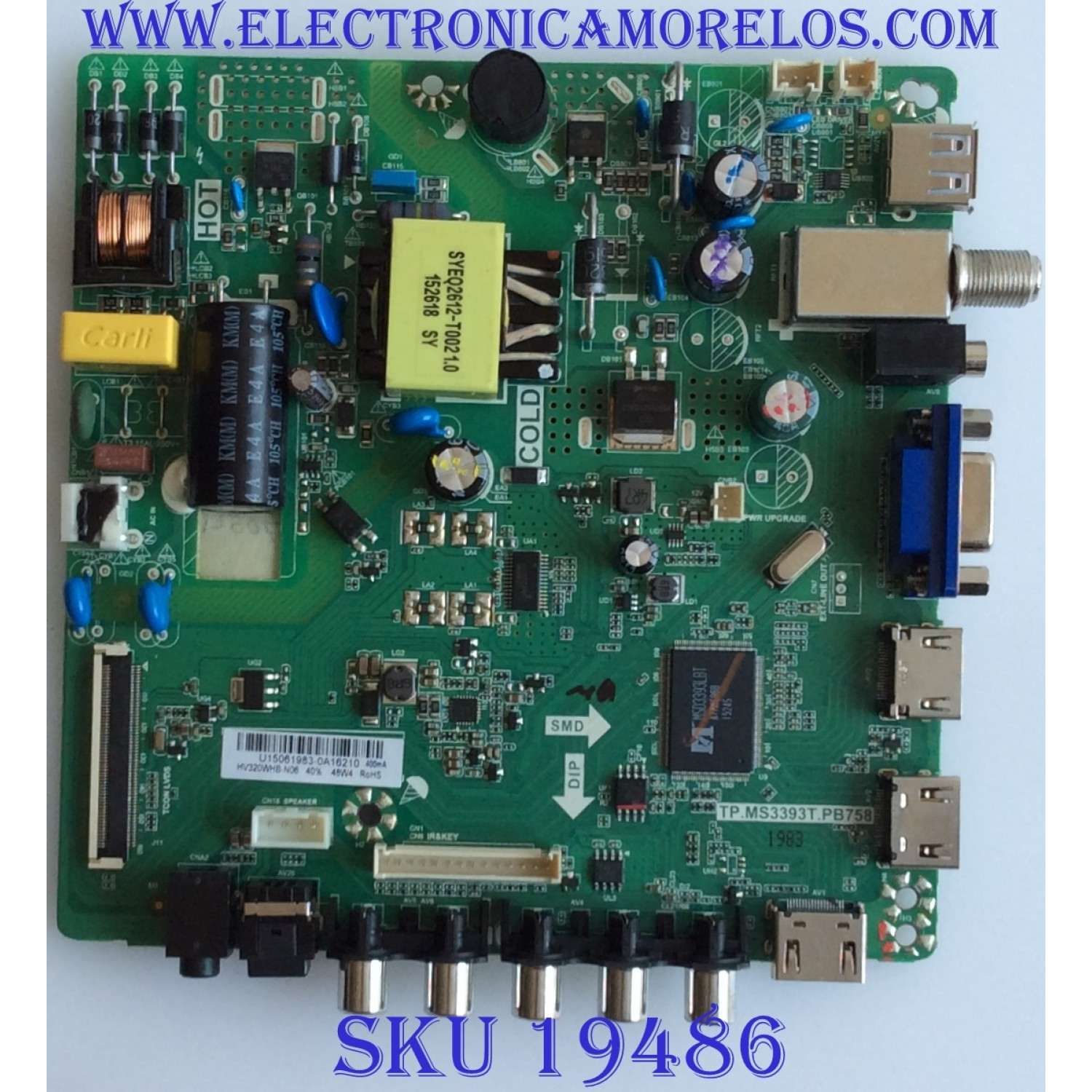 MAIN / FUENTE / (COMBO)  / ELEMENT / U15061983 TP.MS3393T.PB758 / PANEL HV320WHB-N06 / MODELO WD32HD1390