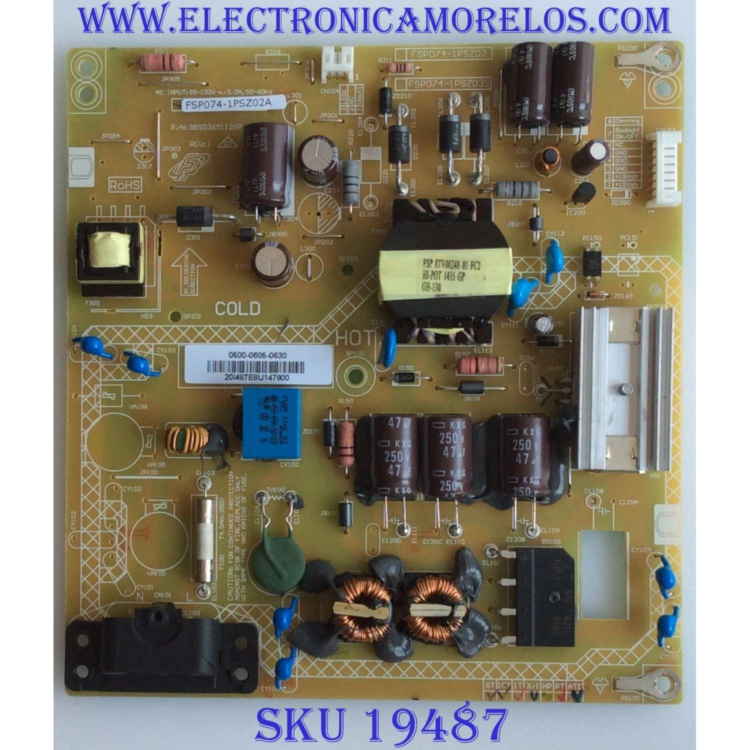 FUENTE DE PODER / JVC / 0500-0605-0630 / FSP074-1PSZ02A / 3BS0365112GP / MODELO  EM32FL