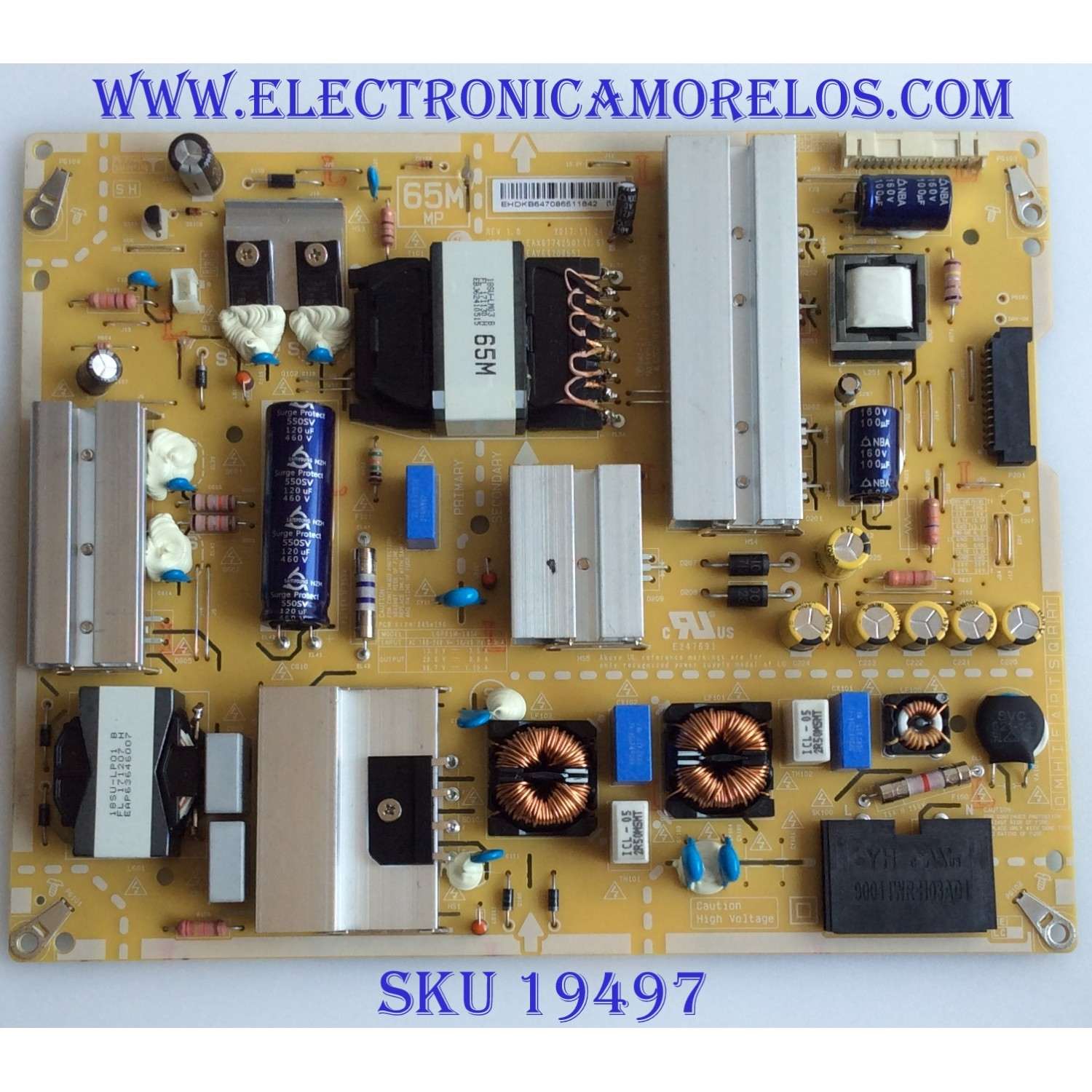 FUENTE DE PODER PARA TV LG / NUMERO DE PARTE EAY64708651 / EAX67742501 / 64708651 / EAX67742501(1.8) / LGP65M-18SP / PANEL HC650DQB-SLUA5-2143 / MODELOS 65SK8550PUA / 65SK9000PUA / 65SM9000PUA / 65SK9000PUA.AUSWLJR / 65SM9000PUA.BUSYLJR