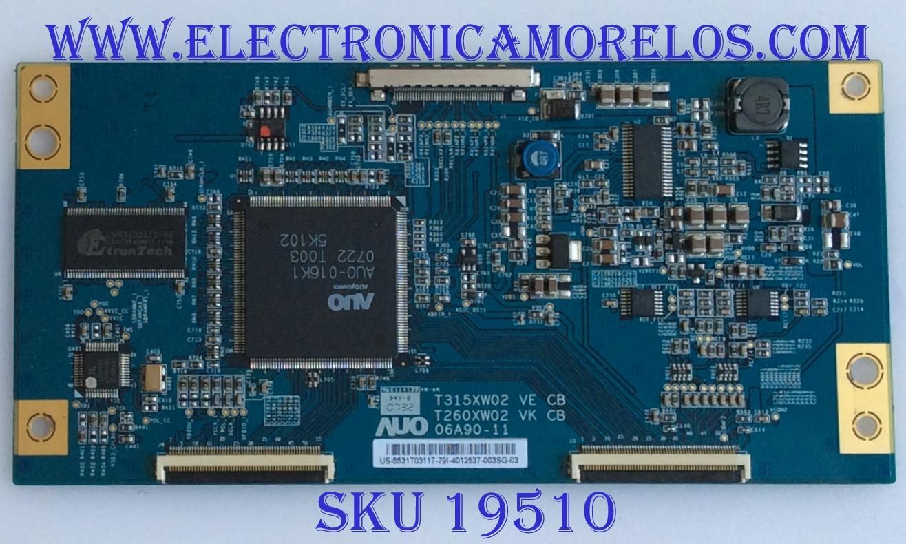 T-CON / 55.31T03.117 / T260XW02 / T315XW02 / 5531T03117 / PANEL  T315XW02 V.E / MODELO  KDL-32S3000