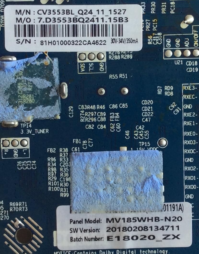 MAIN / FUENTE / (COMBO) / ELEMENT / E18020_ZX / CV3553BL-Q24 / PANEL  MV185WHB-N20 / MODELO ELEFW195 - Imagen 2
