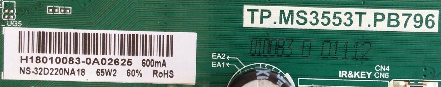 MAIN / FUENTE / (COMBO) / H18010083 / TP.MS3553T.PB796 / 320021043002005 / PANEL BOEI320WX1-01 / MODELO NS-32D220NA18 - Imagen 3