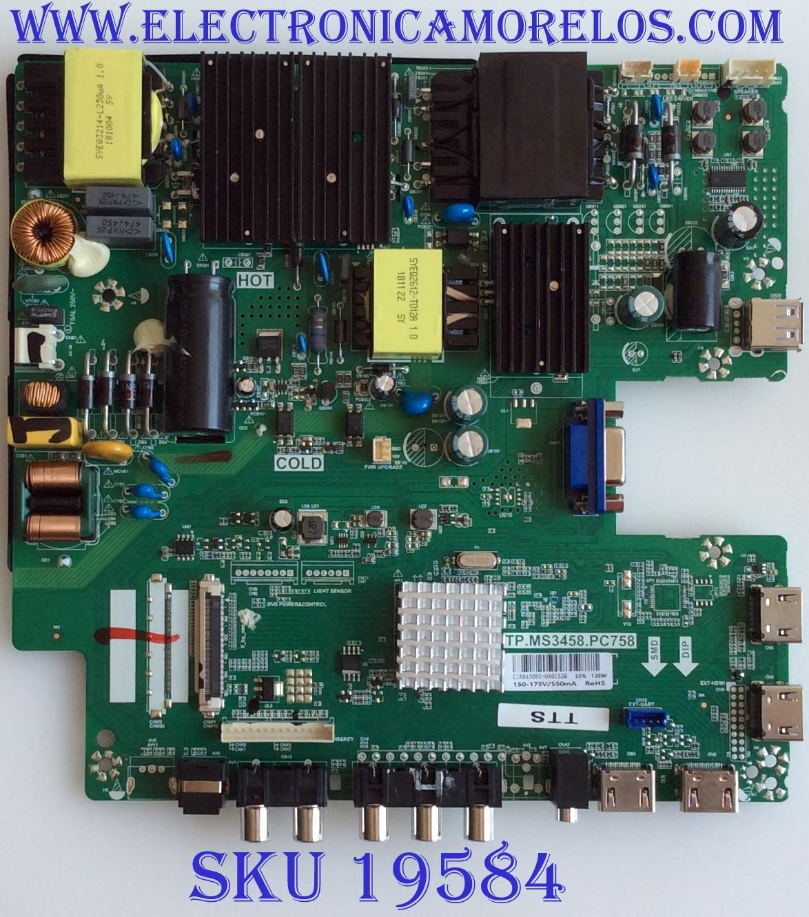 MAIN / FUENTE / (COMBO) / SCEPTRE / C18043055 / TP.MS3458.PC758 / U550CV-UMR / PANEL HV550QUB_H11 / MODELO W55