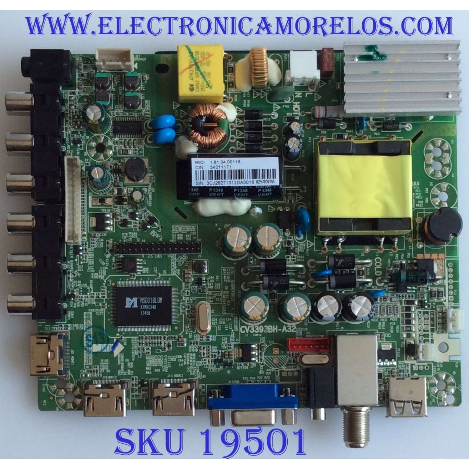 MAIN / FUENTE / (COMBO) / AURUS / 34011171 / CV3393BH-A32 / 3CJ2827 / 20131224 / PANEL 315A1B02/B0E / MODELO  DLED-3201XN