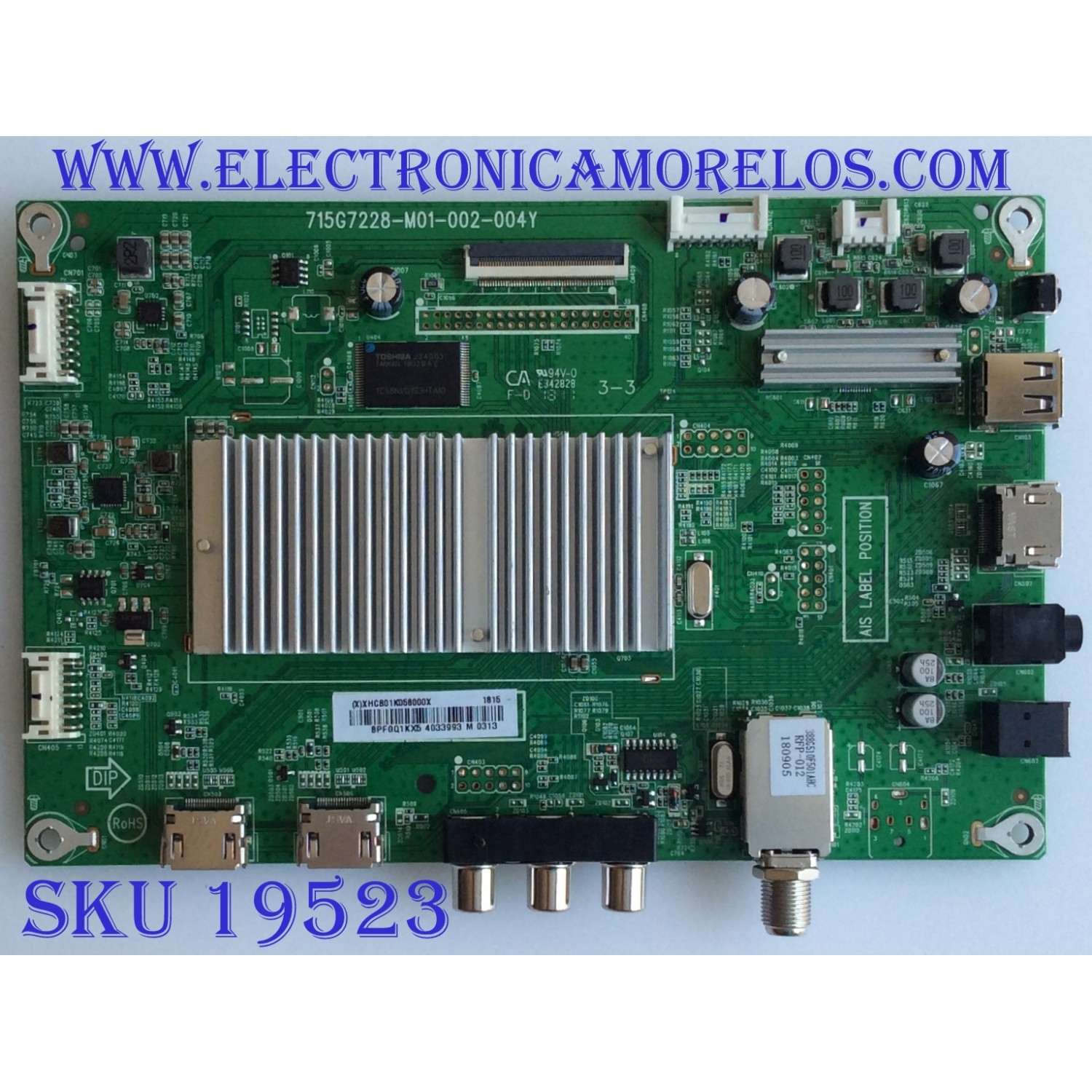 MAIN / INSIGNIA XHCB01K058 / 715G7228-M01-002-004Y / XHCB01K0580 / (X)XHCB01K058000X / PANEL TPT390J1 -HVN05 REV:S000A / MODELO NS-39DR510NA17