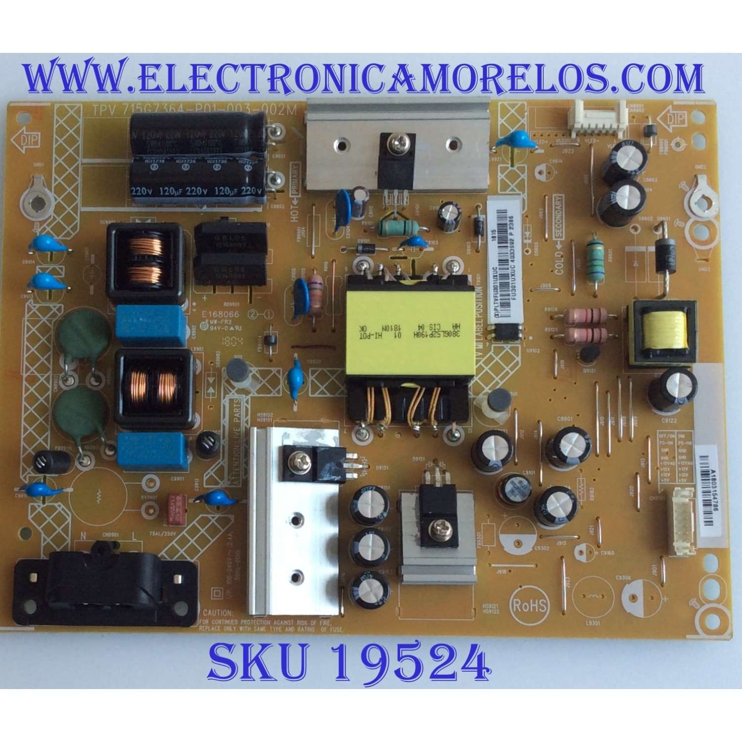 FUENTE DE PODER / PLTVFU301UXUC / TPV 715G7364-P01-003-002M / (X)PLTVFU301UXUC / MODELO NS-39DR510NA17