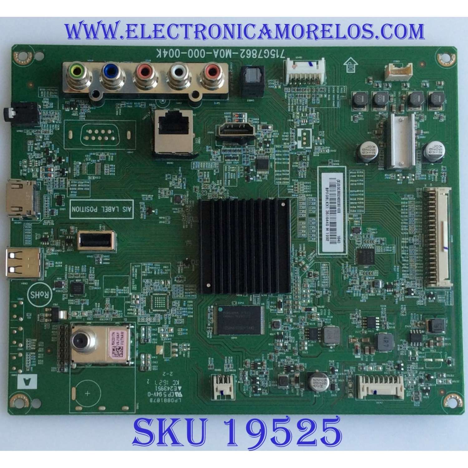 MAIN ORIGINAL PARA TV SONY FULL HD / NUMERO DE PARTE XGCB02K0230 / 715G7862-M0A-000-004K / (X)XGCB02K023010X / PANEL TPT550J1 -DUYSHA.G REV:S1R / DISPLAY LC550DUY (SH)(A1) / MODELO KDL-55W650D / KDL55W650D
