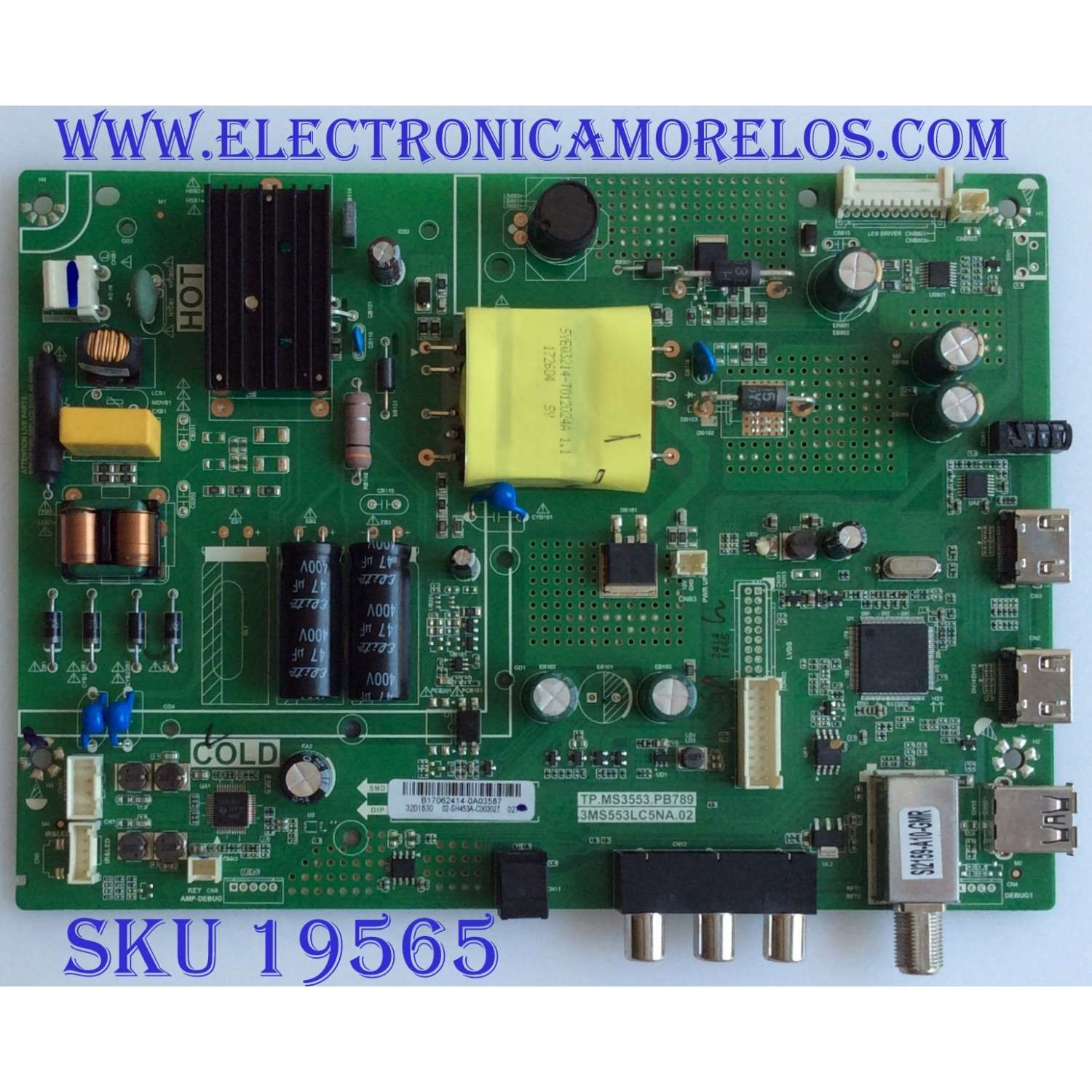MAIN /FUENTE / (COMBO) / TOSHIBA / B17062414 / TP.MS3553.PB789 / 3MS553LC5NA.02 / PANEL LVW320CSDXE20 / MODELO 32L310U18