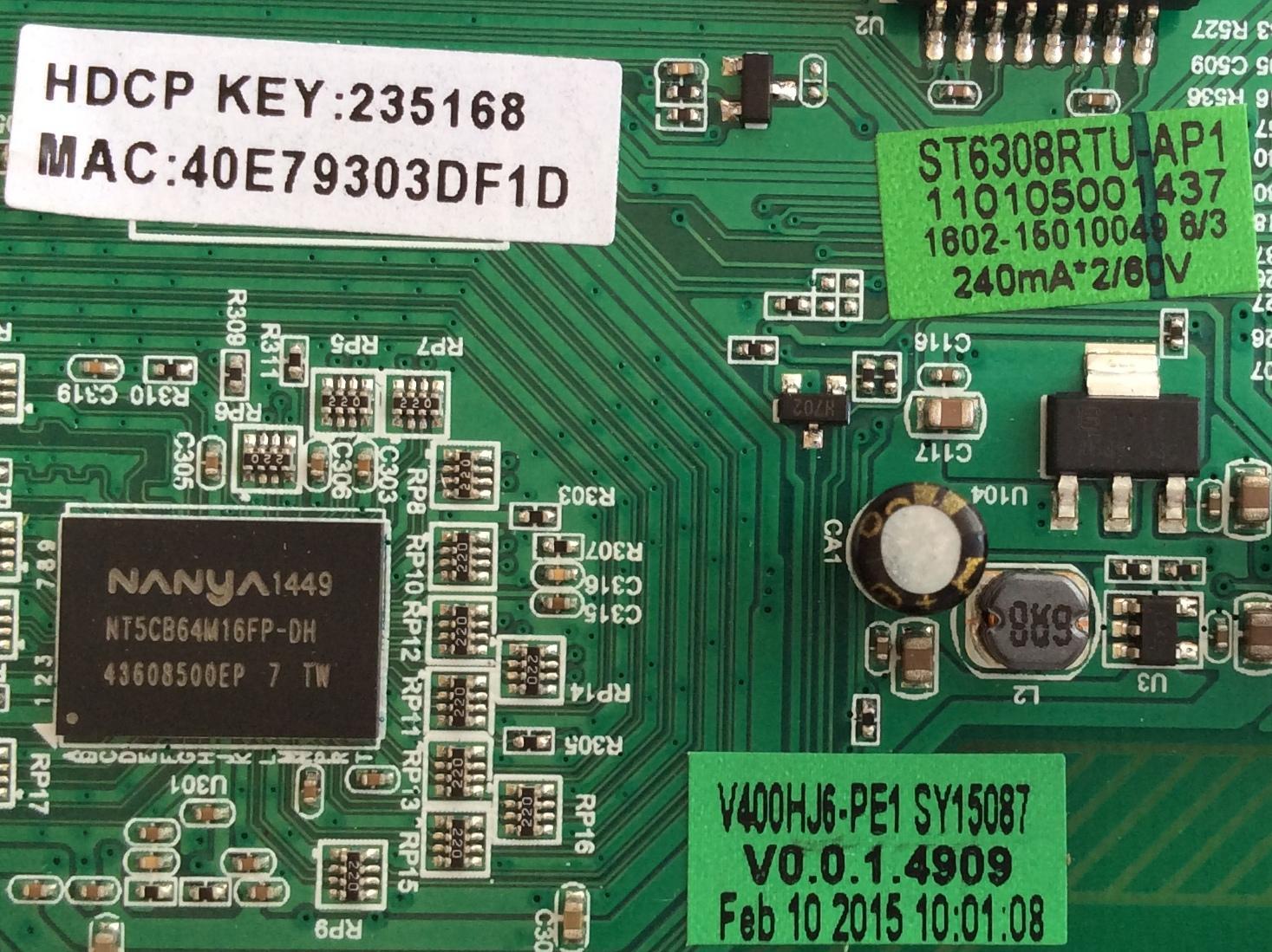 MAIN / FUENTE / (COMBO) / SEIKI / SY15087 / ST6308RTU-AP1 / V400HJ6-PE1 / 110105001437 / MODELO SE40FYT 40C0M - Imagen 2