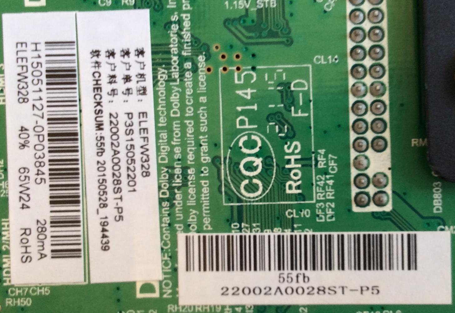 MAIN / FUENTE / (COMBO) / ELEMENT / 22002A0028ST-P5 / TP.MS3393.PB851 / H15051127 / PANEL BOEI320WX1 / MODELO ELEFW328 - Imagen 2