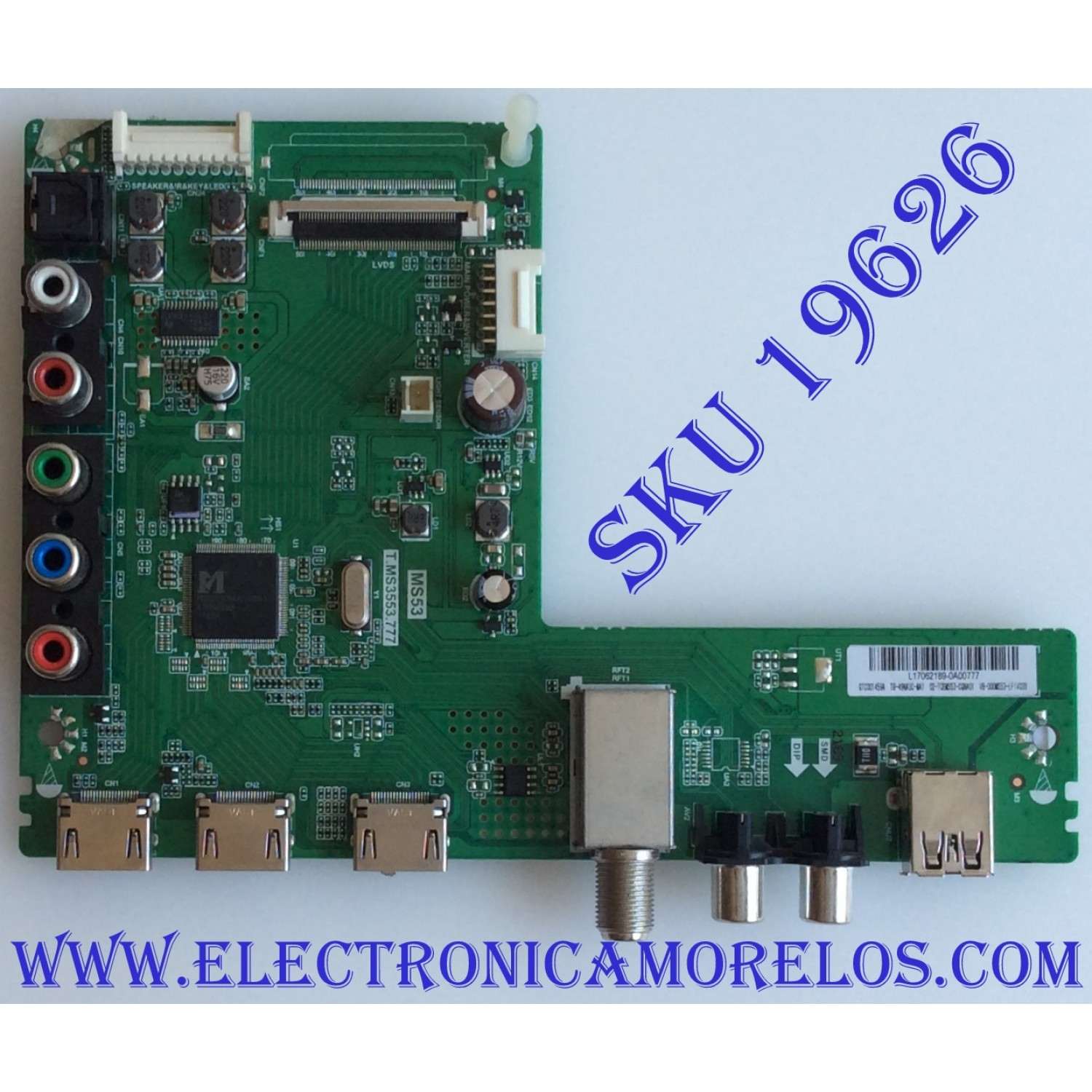 MAIN PARA TV TCL / NUMERO DE PARTE T8-49NA3C-MA1 / T.MS3553.777 / 02-TCBMS53-CQNA01 / MS53 / V8-000MS53-LF1V / PANEL LVF490CS0T E26 / MODELO 49D100