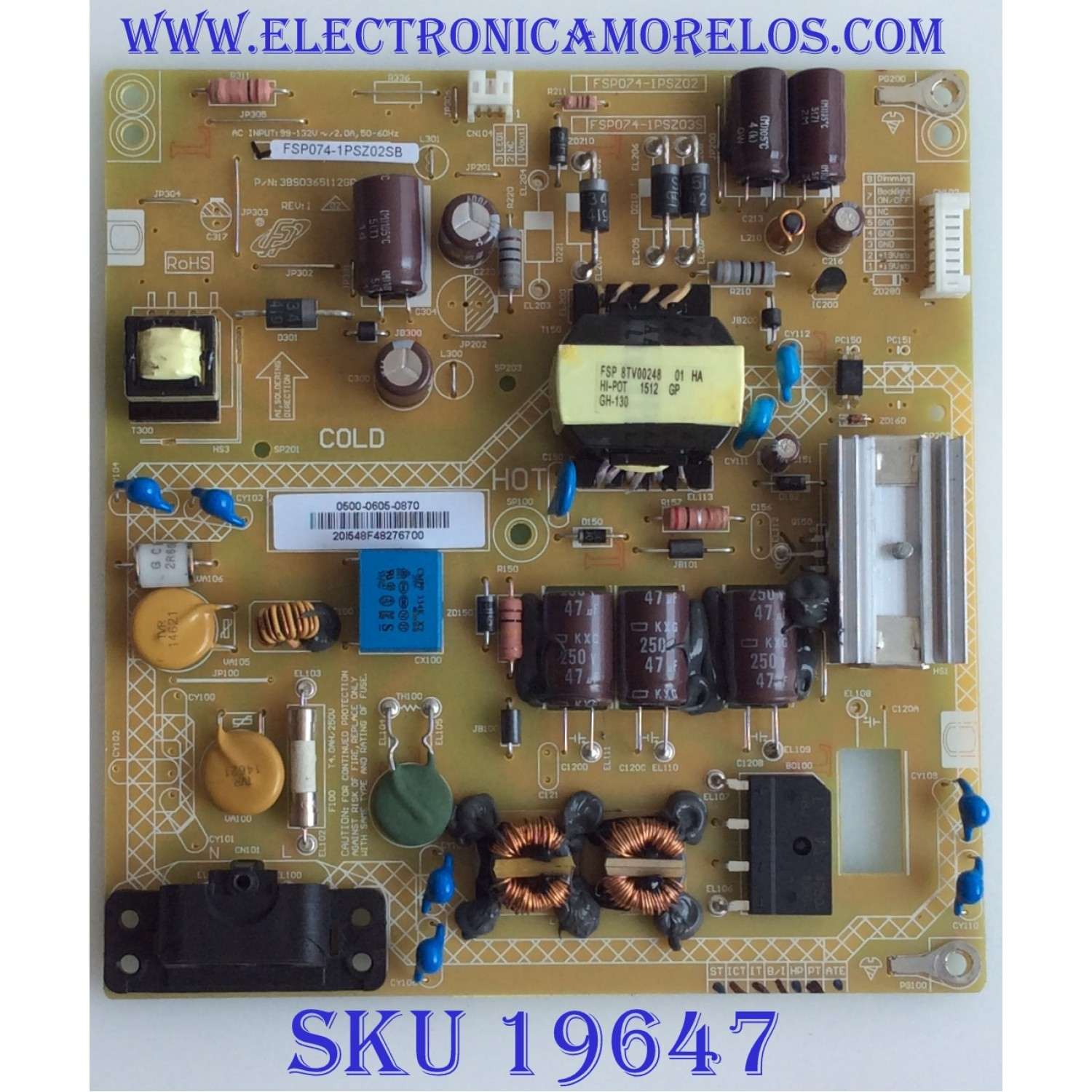 FUENTE DE PODER / SHARP / 9LE50006050870 / 0500-0605-0870 / 3BS0365112GP / FSP074-1PSZ02SB / MODELO LC-32LE653U