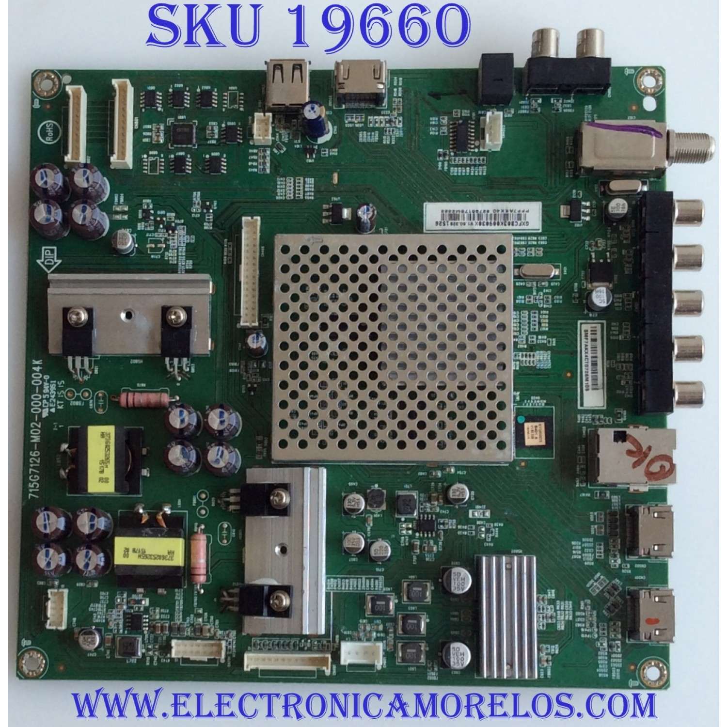 MAIN PARA TV VIZIO / NUMERO DE PARTE XFCB03K009 / 715G7126-M02-000-004K / 715G7126-M01-000-004T / GXFCB03K009 / PARTE SUSTITUTA XFCB02K0280 / 756TXFCB02K0280 / PANEL TPT500J1-HVN07.U REV:S600E / MODELO E50-C1 / E50-C1 LTCWSK / E50-C1 LTMWS