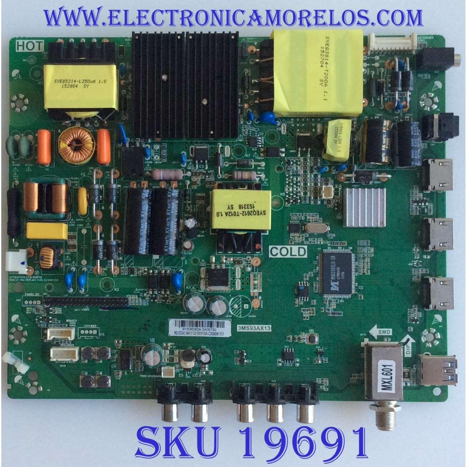 MAIN / FUENTE / (COMBO) / INSIGNIA / B15082824 / TP.MS3393.PC787 / 3MS93AX13 / PANEL LVF550C5DX. E6  .V4 / 