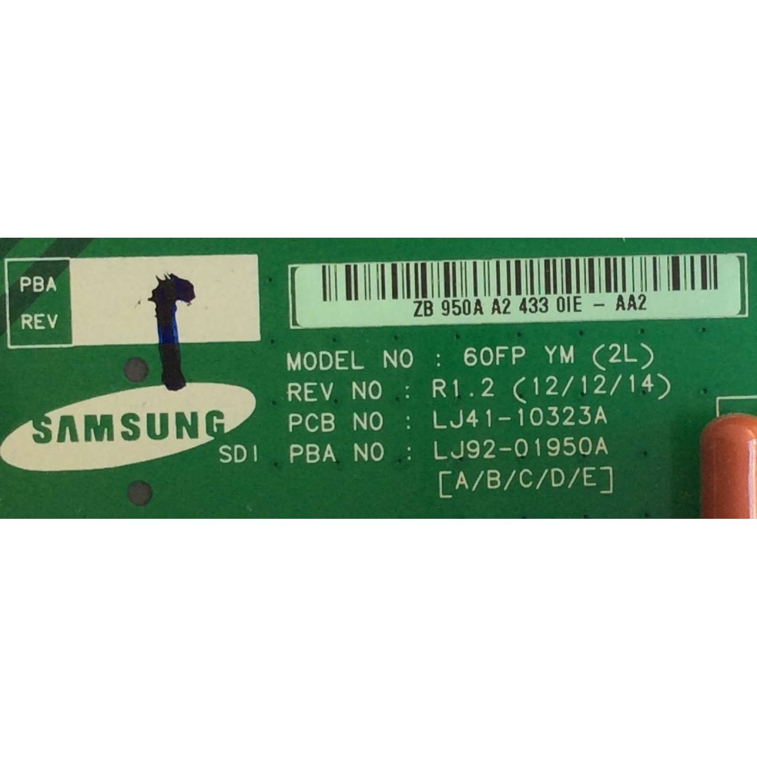 Y-SUS / SAMSUNG / BN96-25207A / LJ41-10323A / LJ92-01950A / MODELO PN60F8500AFXZA US01 - Imagen 2