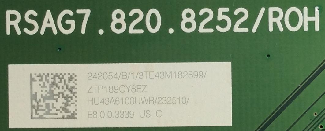 MAIN / HISENSE / 182899 / RSAG7.820.8252/ROH / 232510 / HU43A6100UWR / MODELO 43RGE /  PANEL JHD425S1U51-L2\S0\GM\ROH /  - Imagen 2